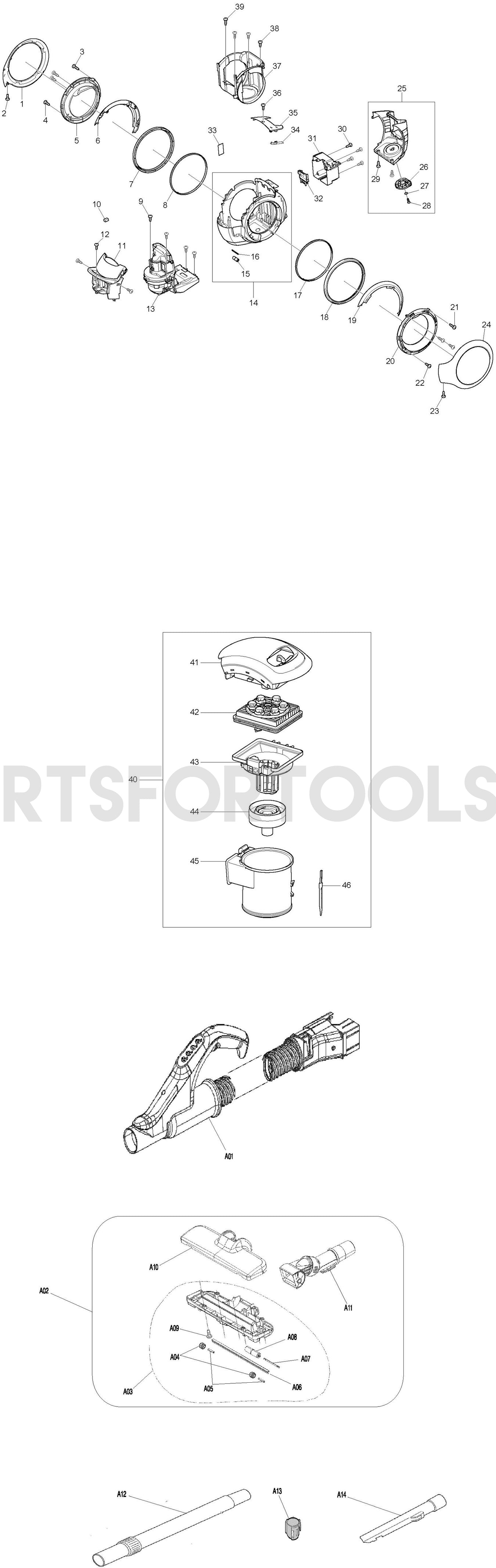 Makita DCL500 Spare Parts