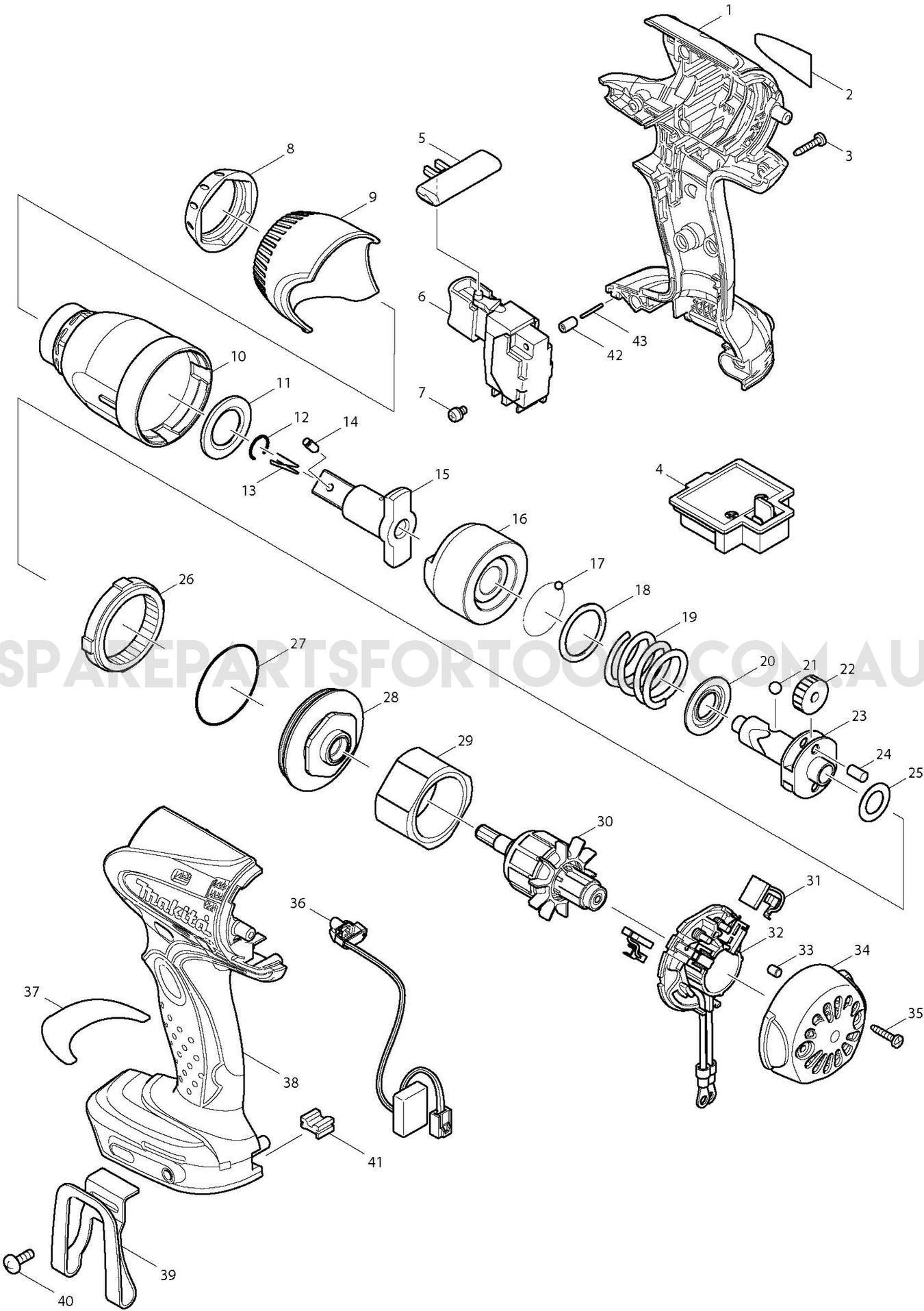 Makita DTW251Z Spare Parts