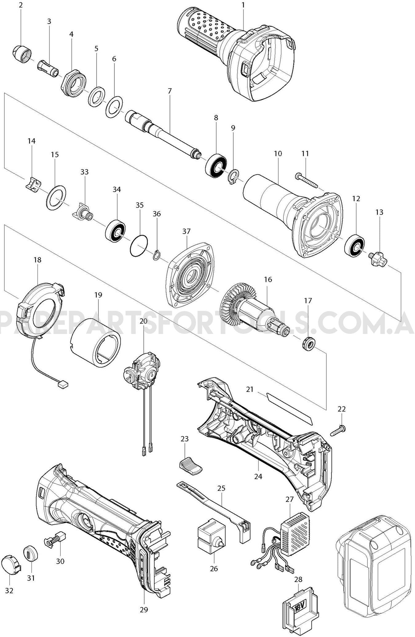 Makita DGD800Z Spare Parts