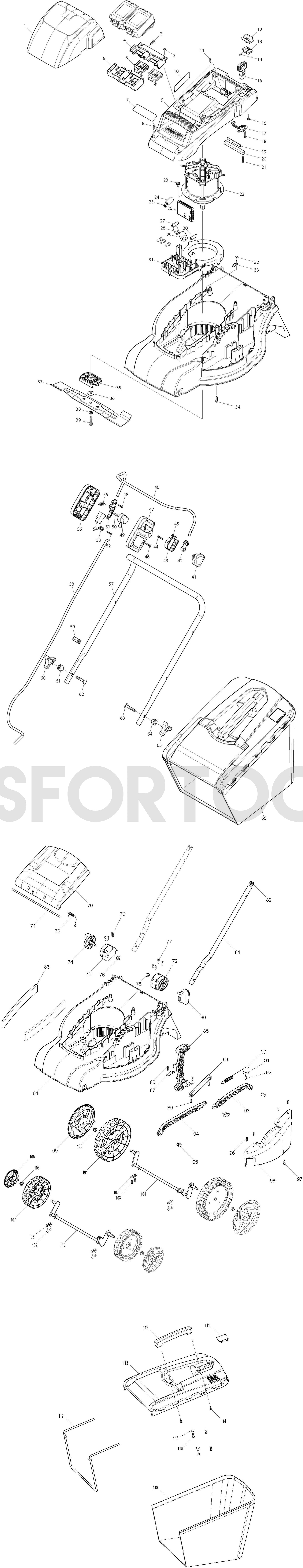 Makita DLM380Z Spare Parts