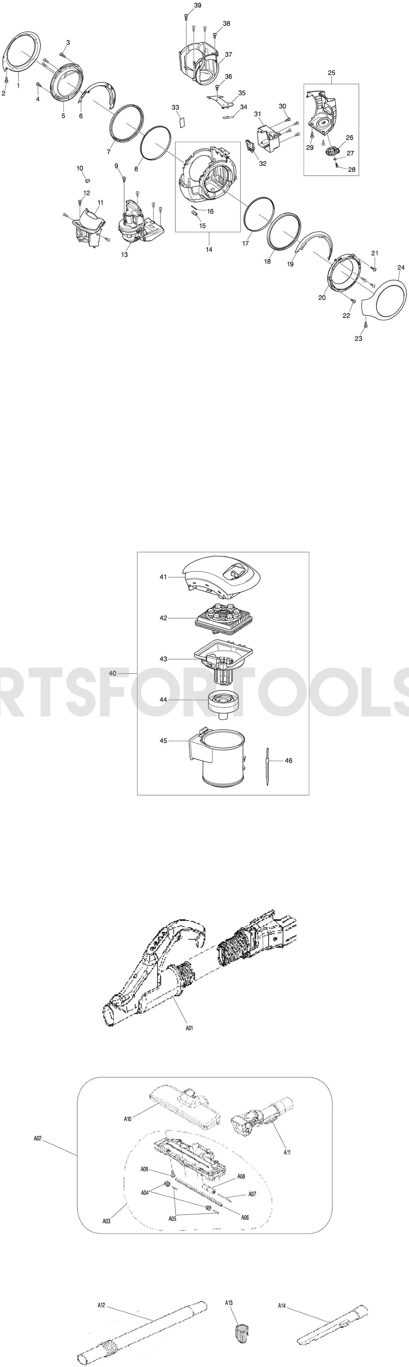 Makita DCL501Z Spare Parts