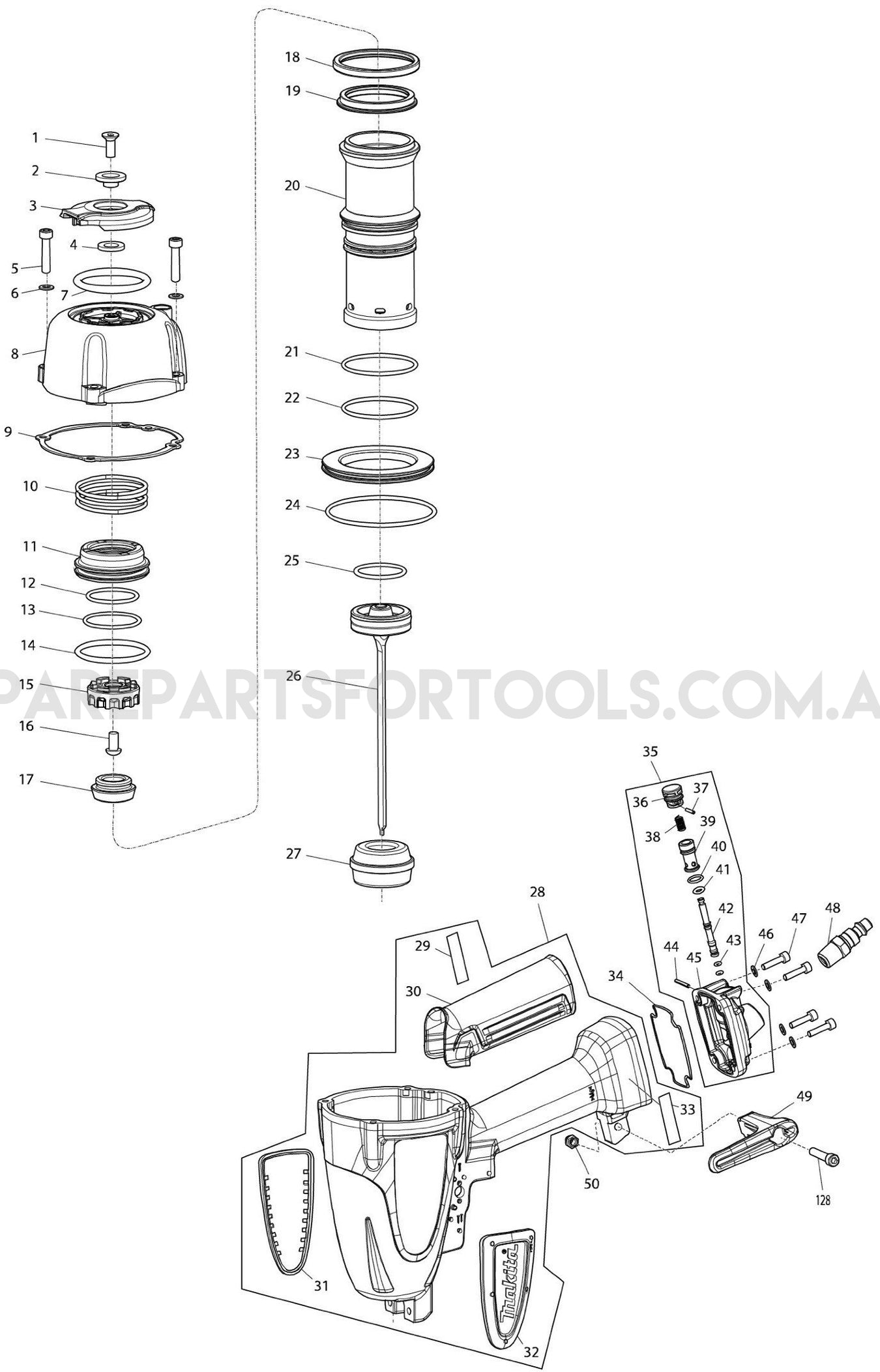 Makita AF635 Spare Parts