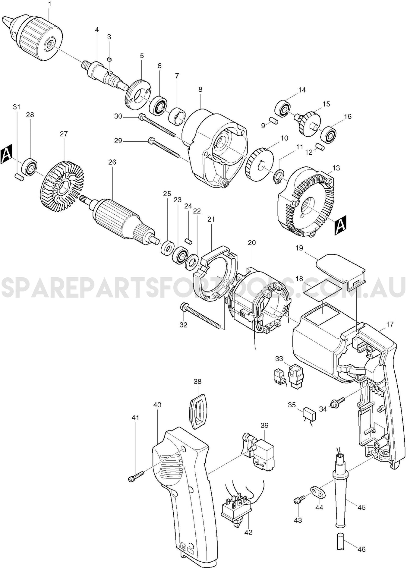 Makita 6402 Spare Parts