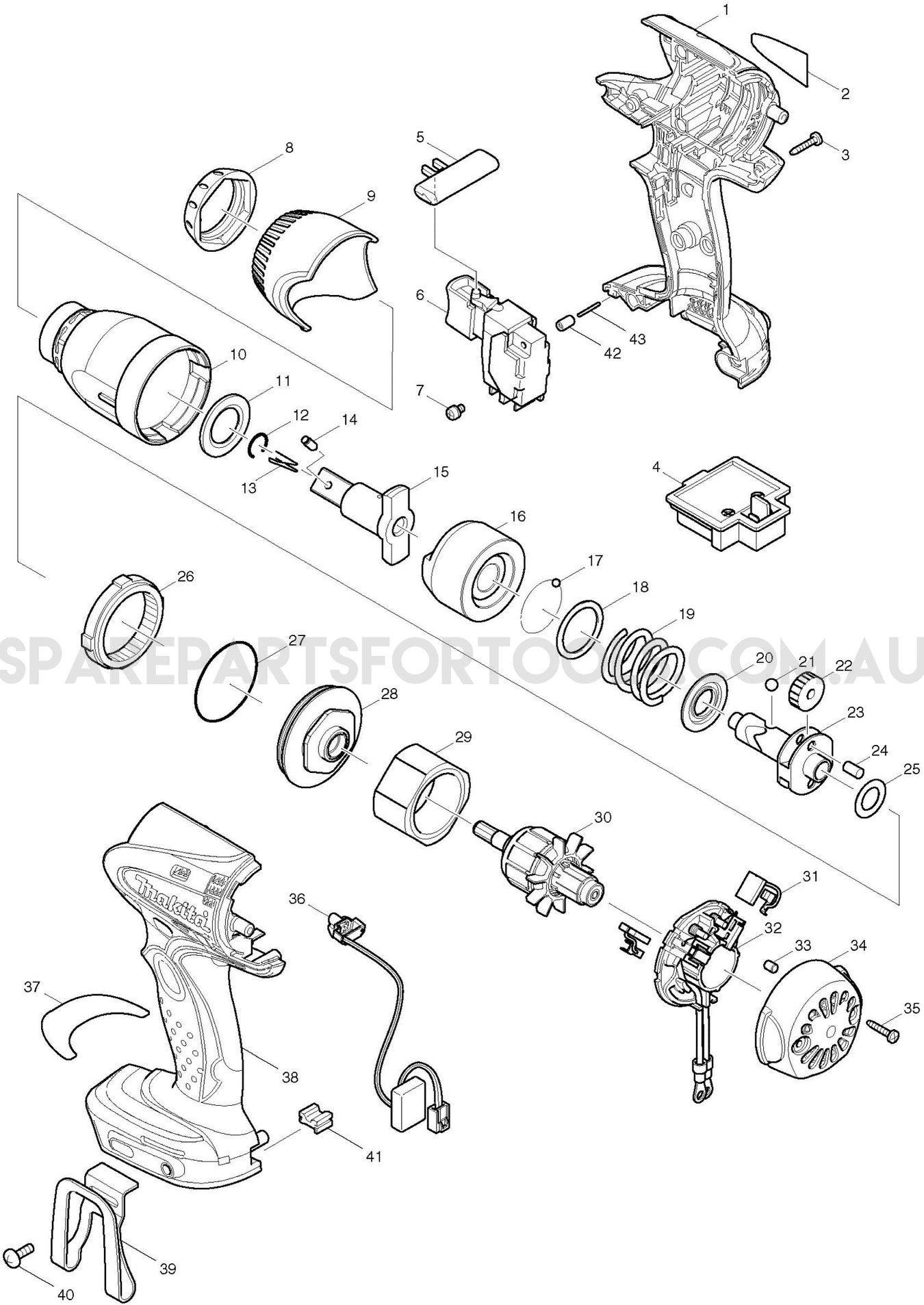 Makita BTW250 Spare Parts