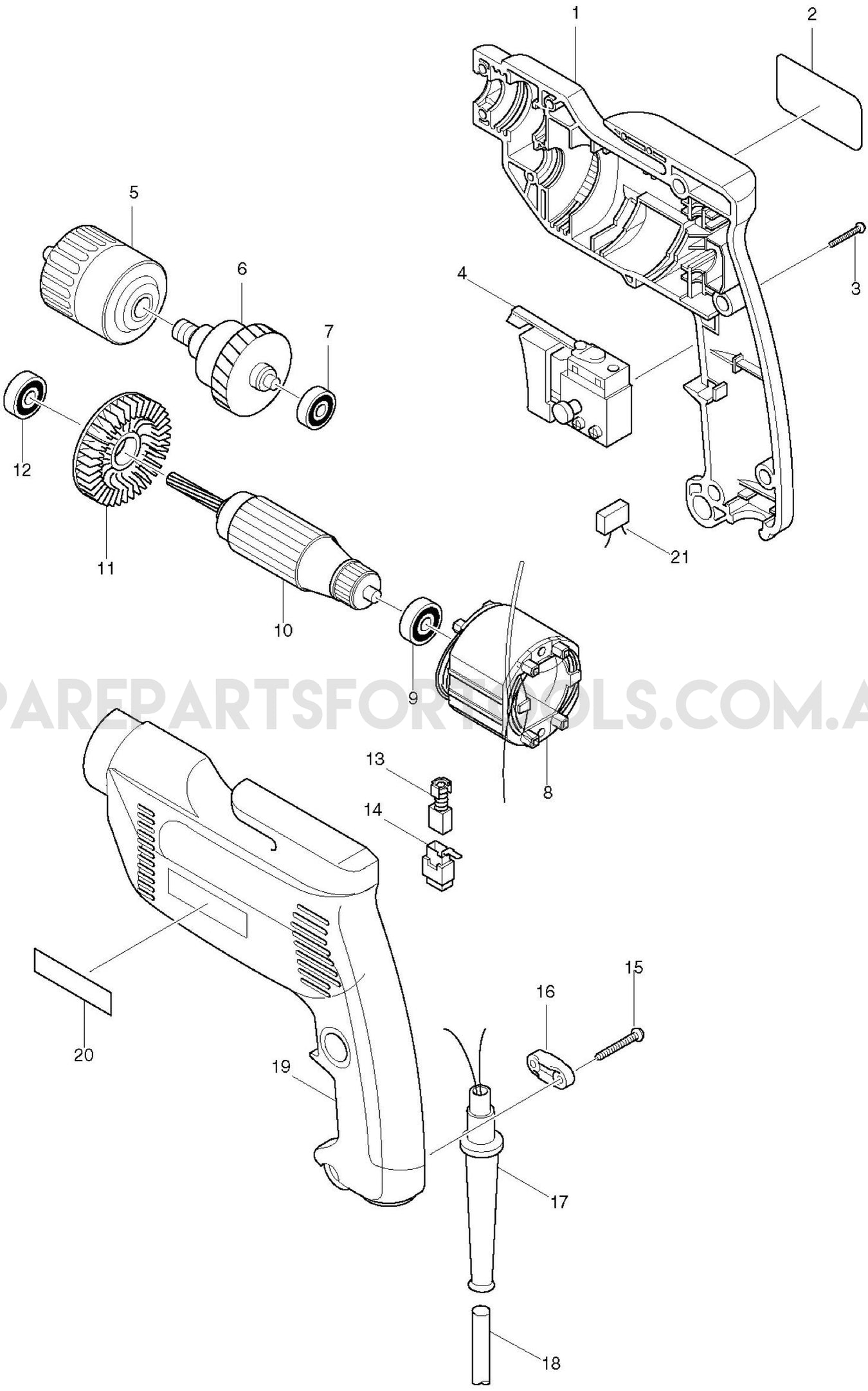 Makita 6408 Spare Parts