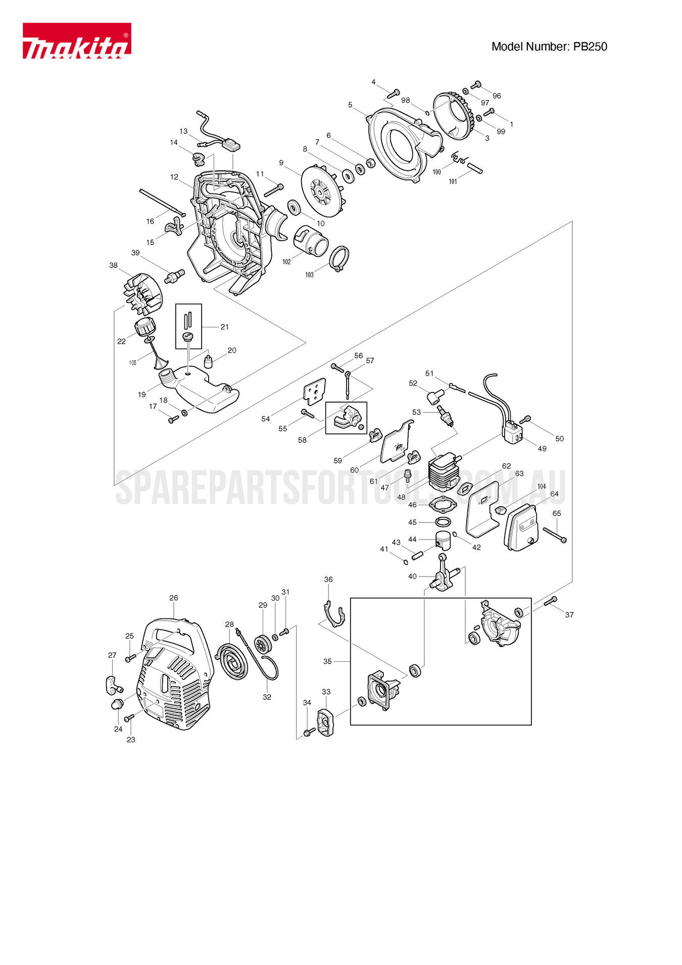 Makita PB250 Spare Parts