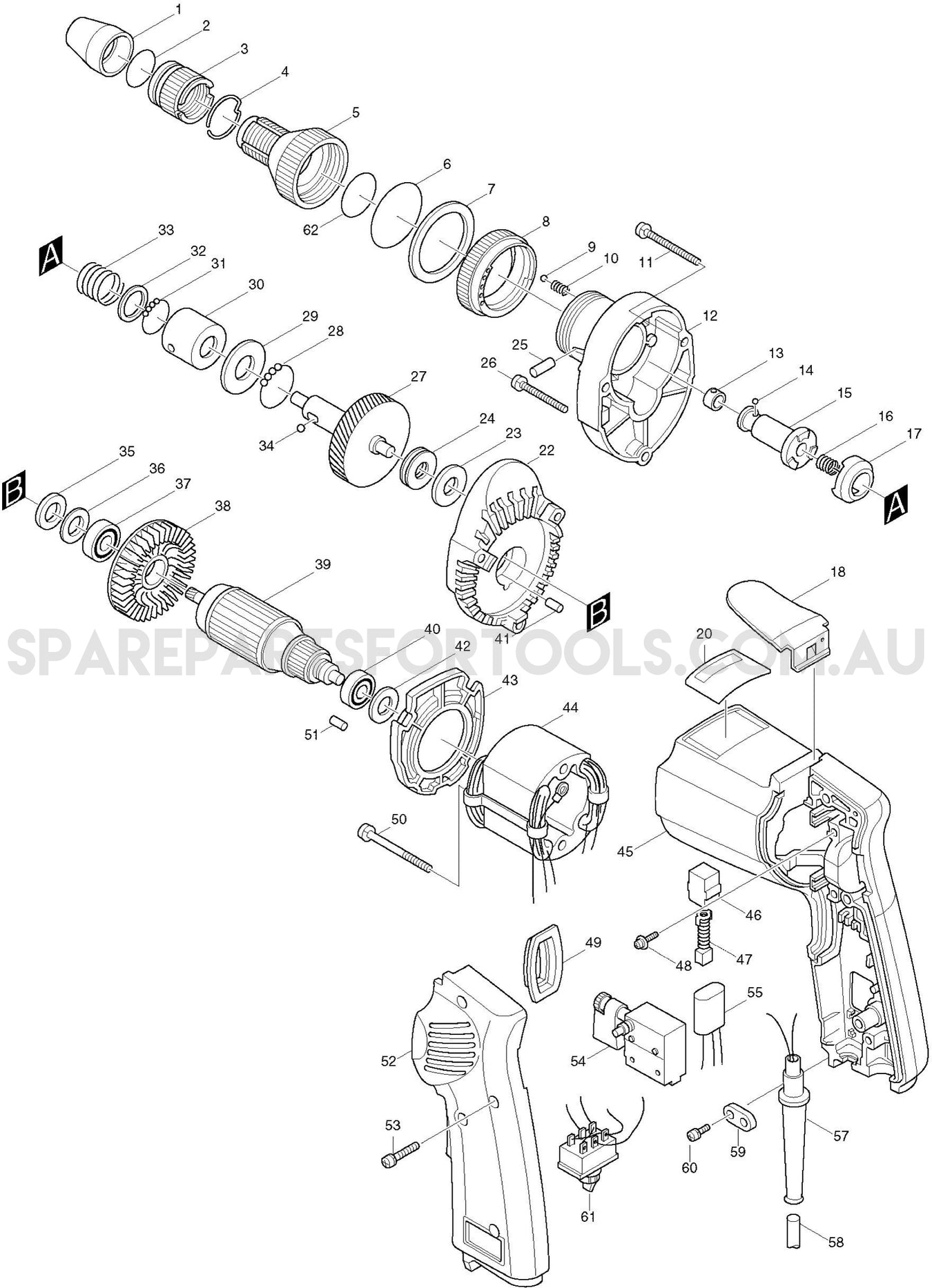 Makita 6805BV Spare Parts