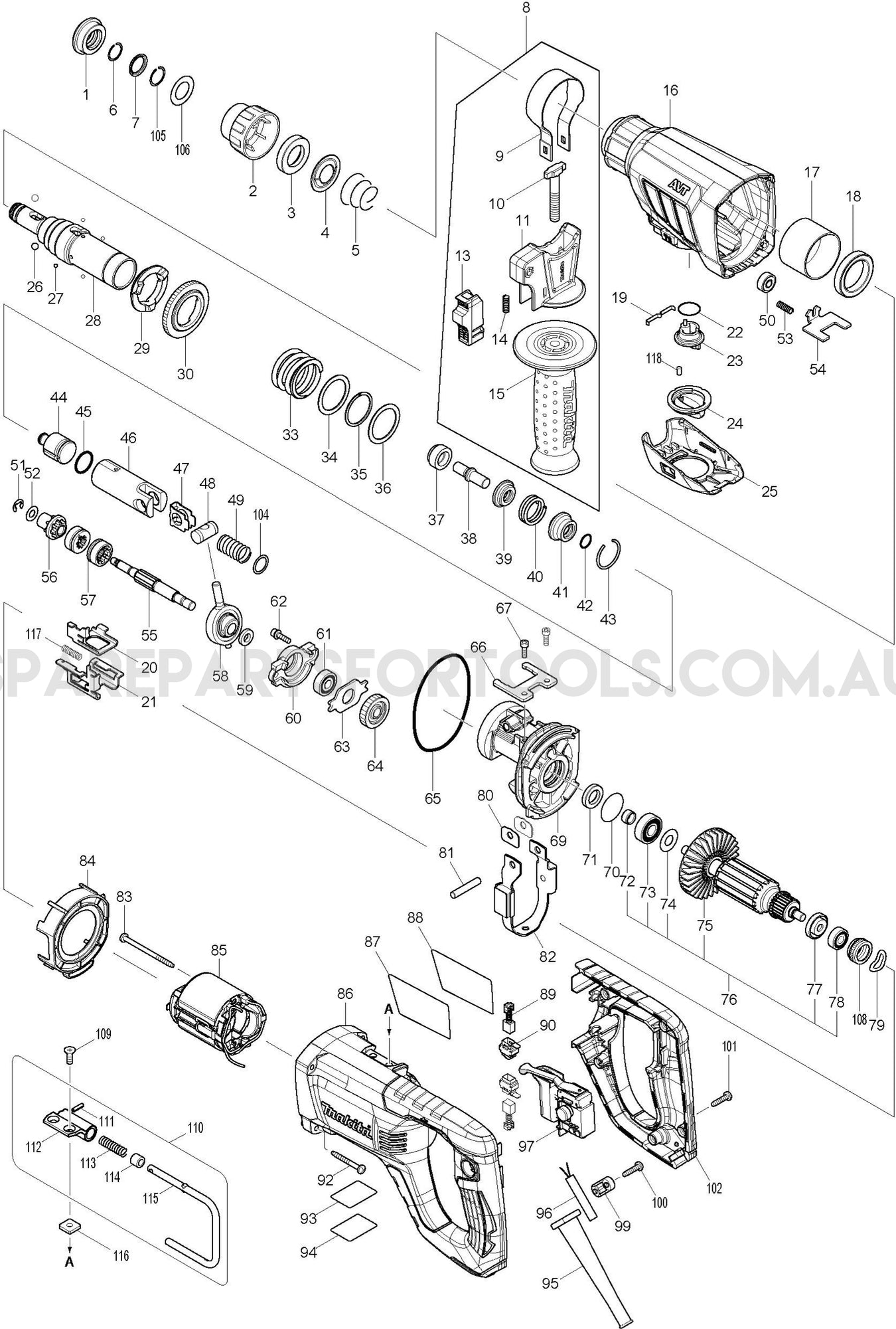 Makita HR2641 Spare Parts