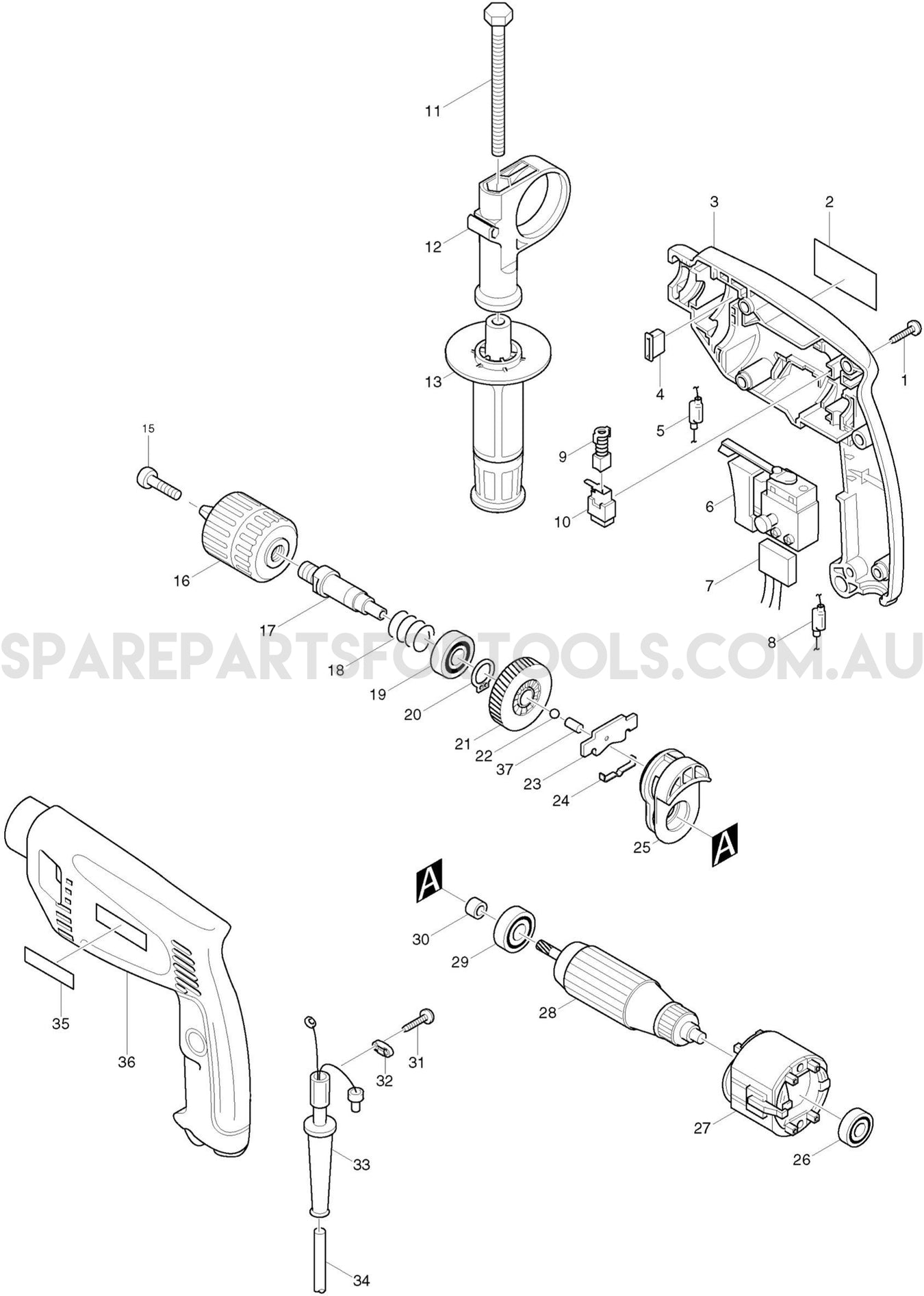 Makita HP1501 Spare Parts