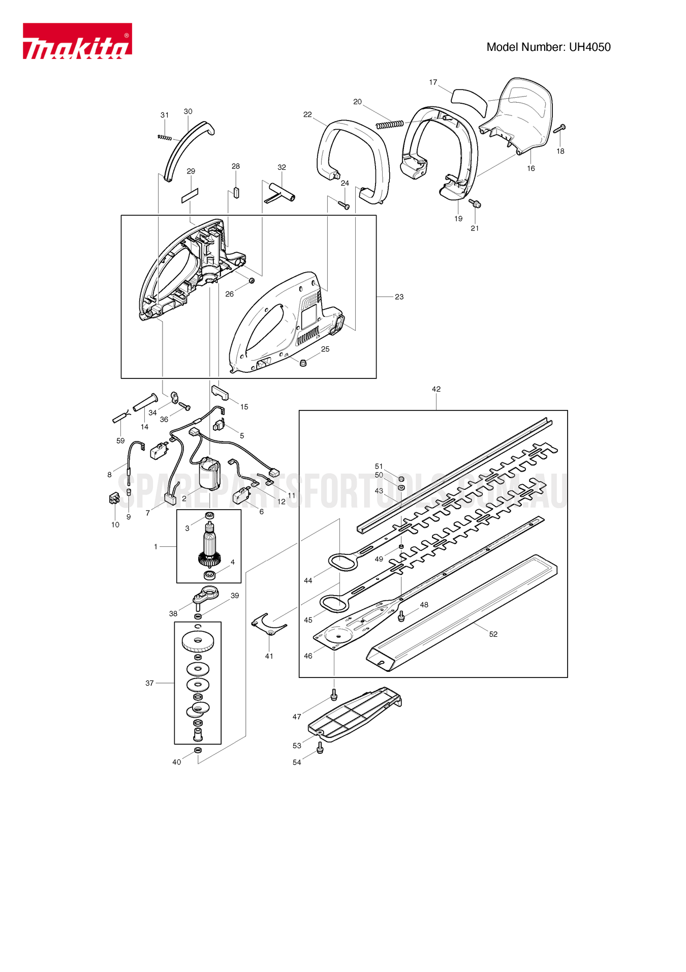 Makita UH4050 Spare Parts