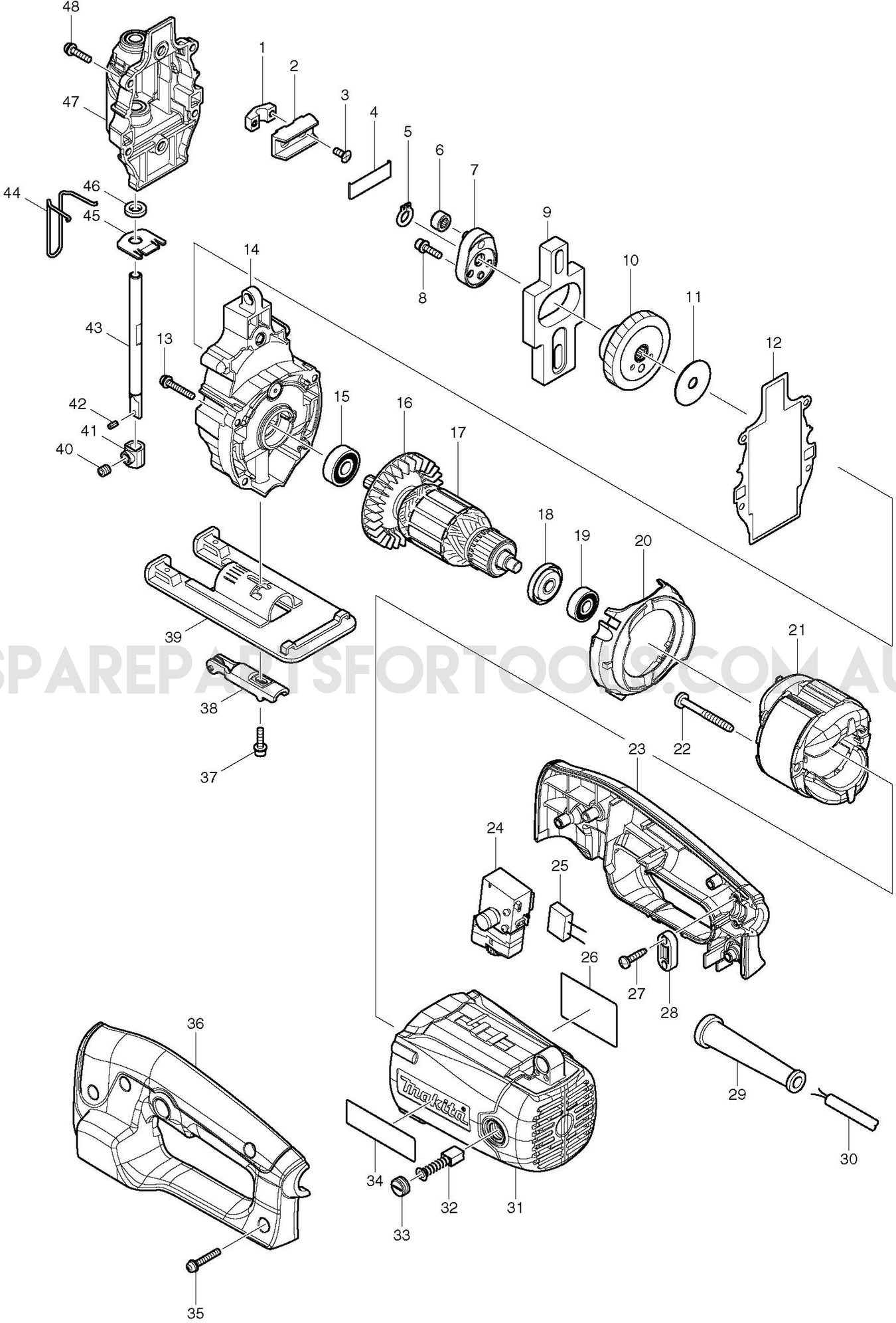 Makita MT430 Spare Parts