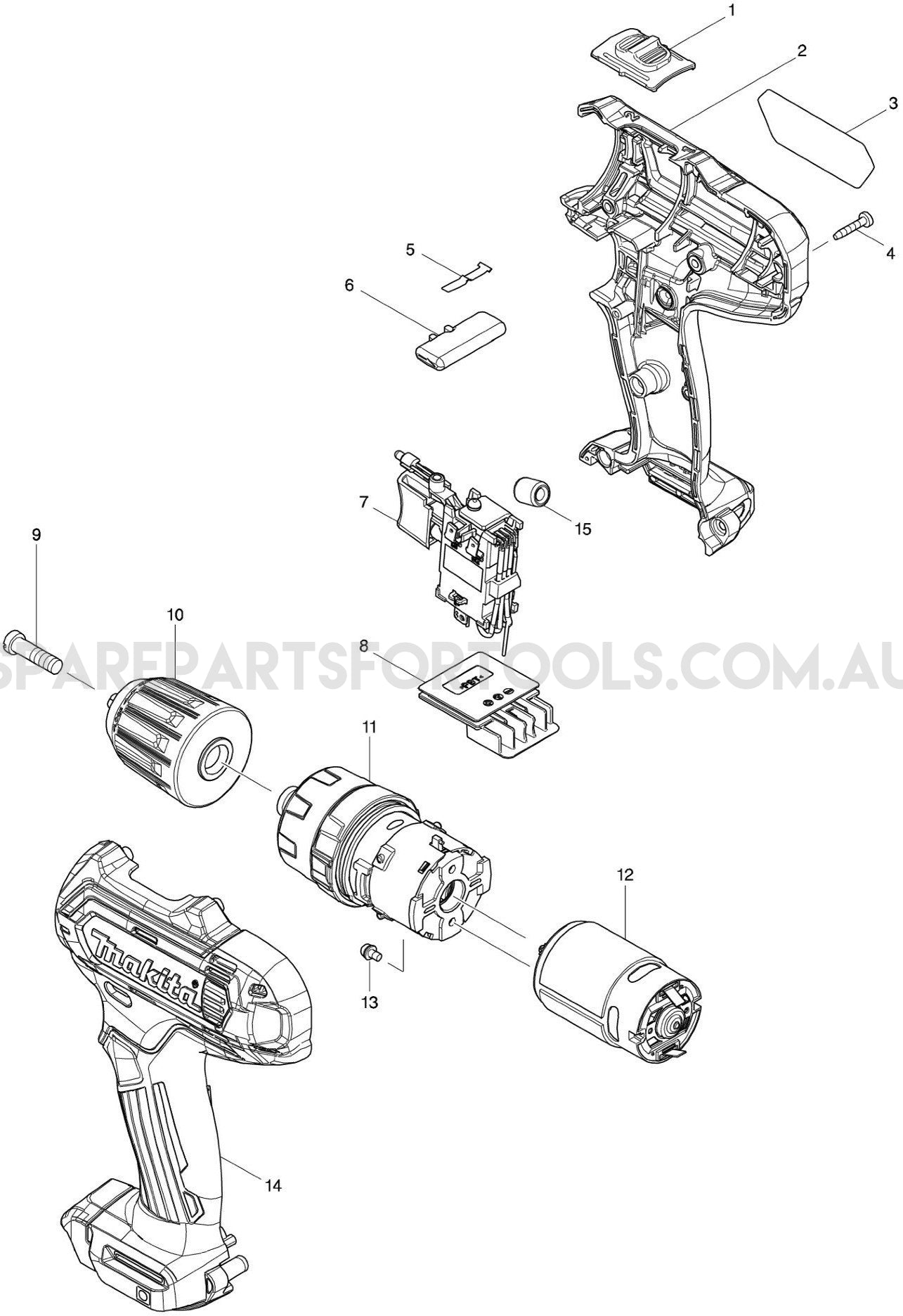 Makita HP331DZ Spare Parts