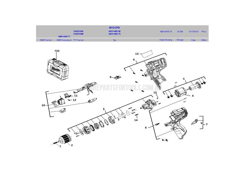 Milwaukee M12CPD Spare Parts