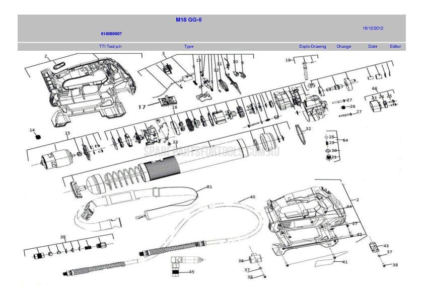 Milwaukee M18GG Spare Parts