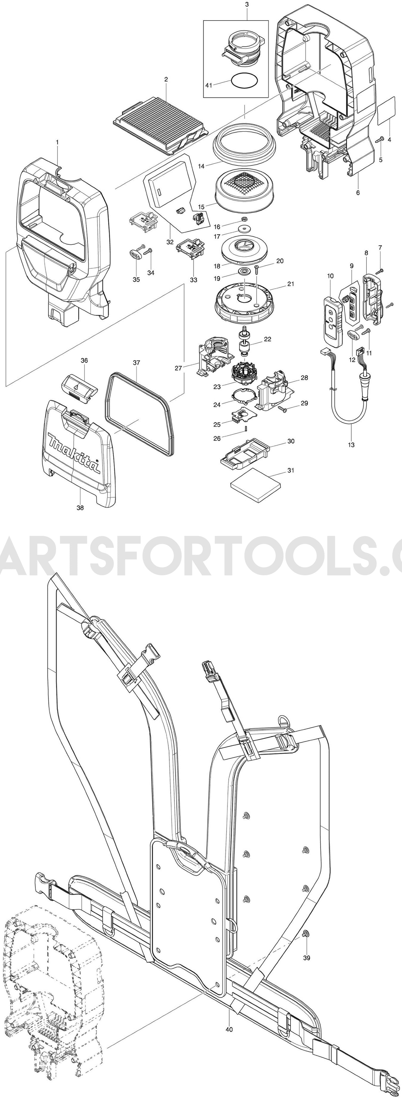 Makita DVC260Z Spare Parts