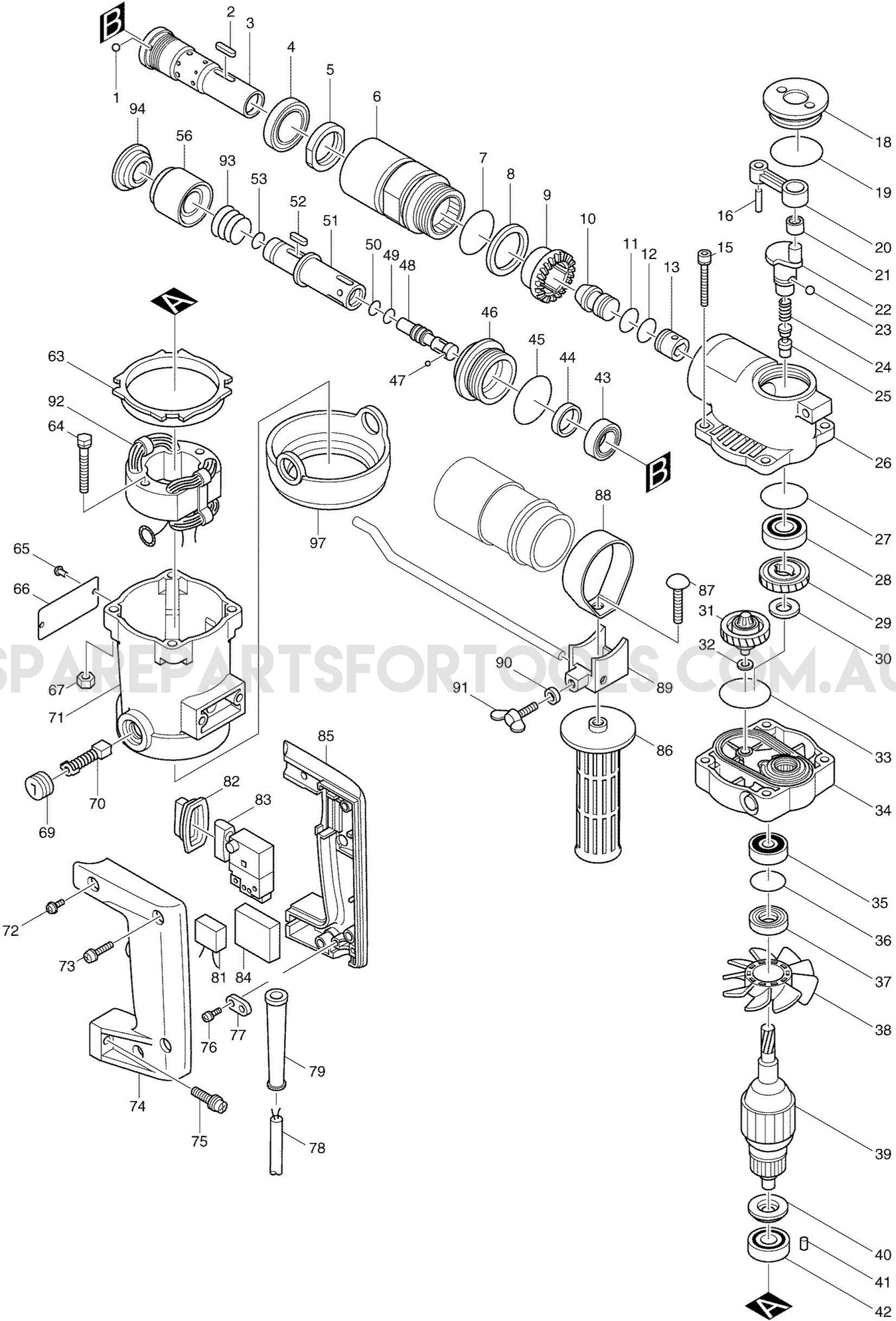 Makita HR1820 Spare Parts