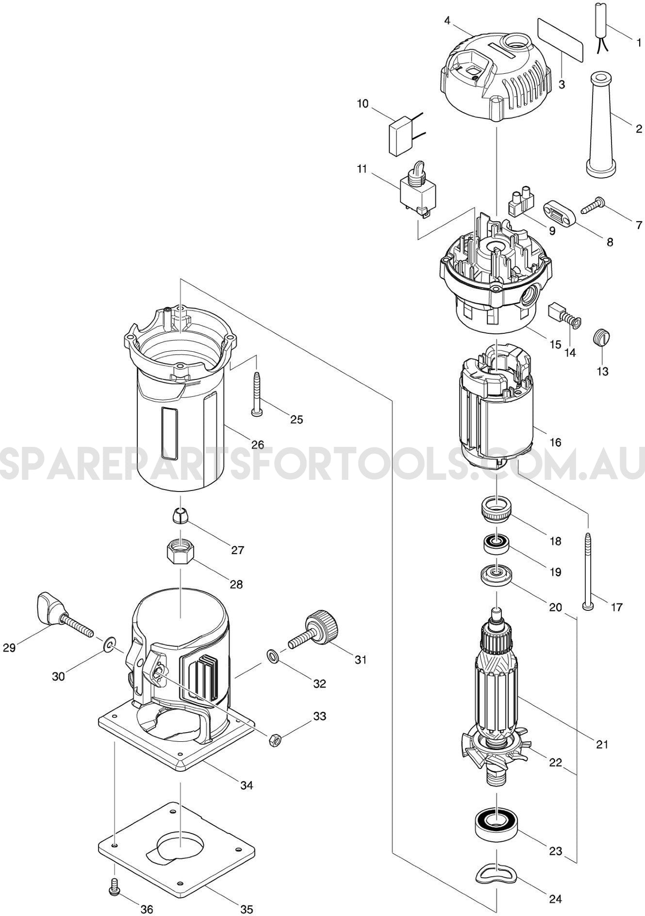 Makita M3700G Spare Parts