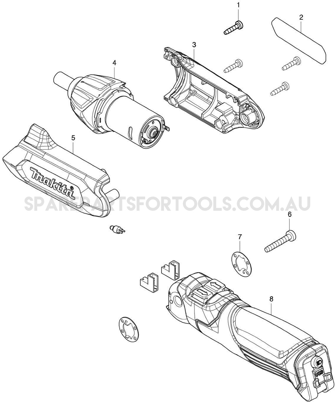 Makita DF001DW Spare Parts