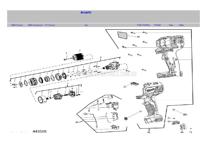 Milwaukee M18BPD Spare Parts