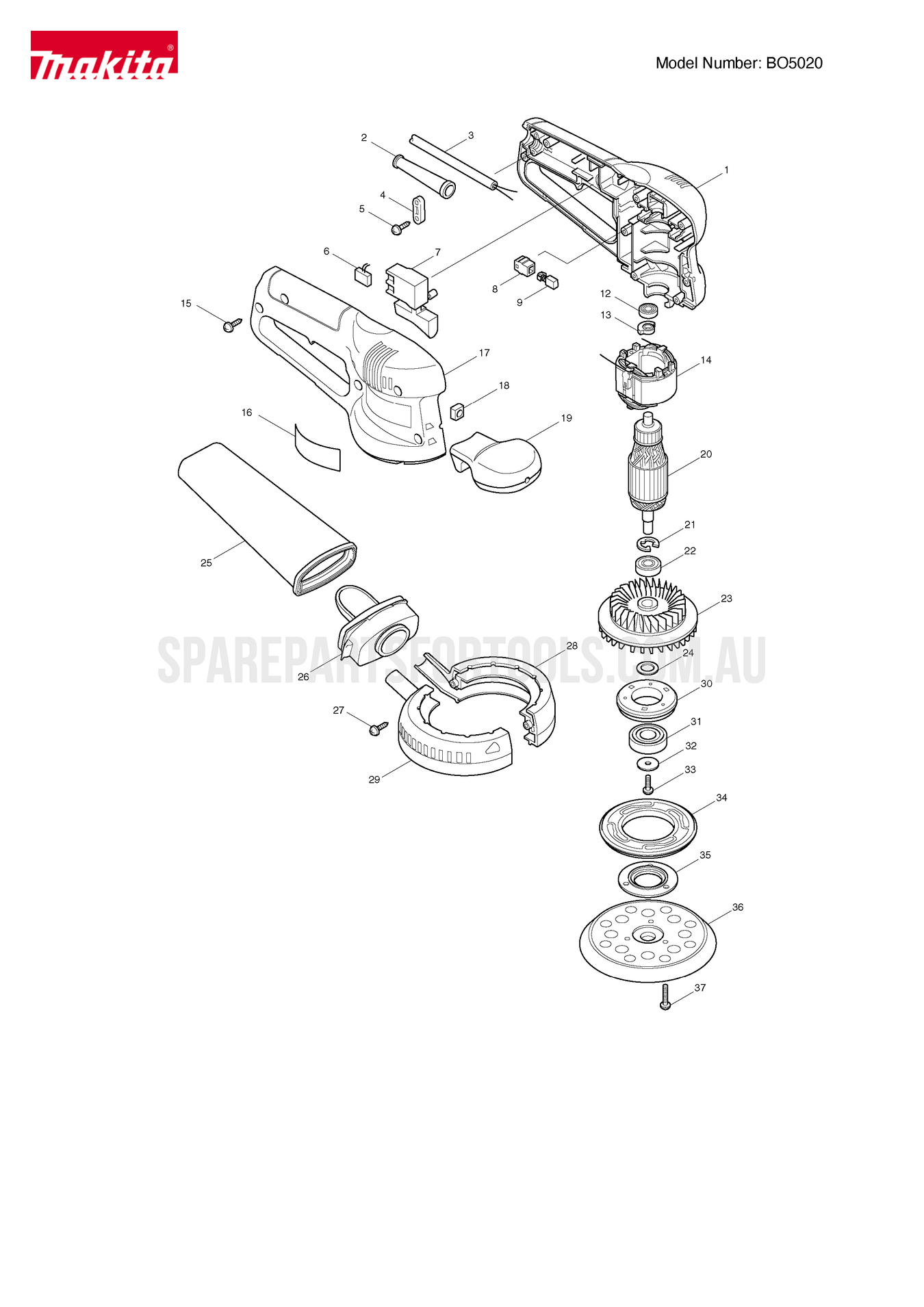 Makita BO5020 Spare Parts