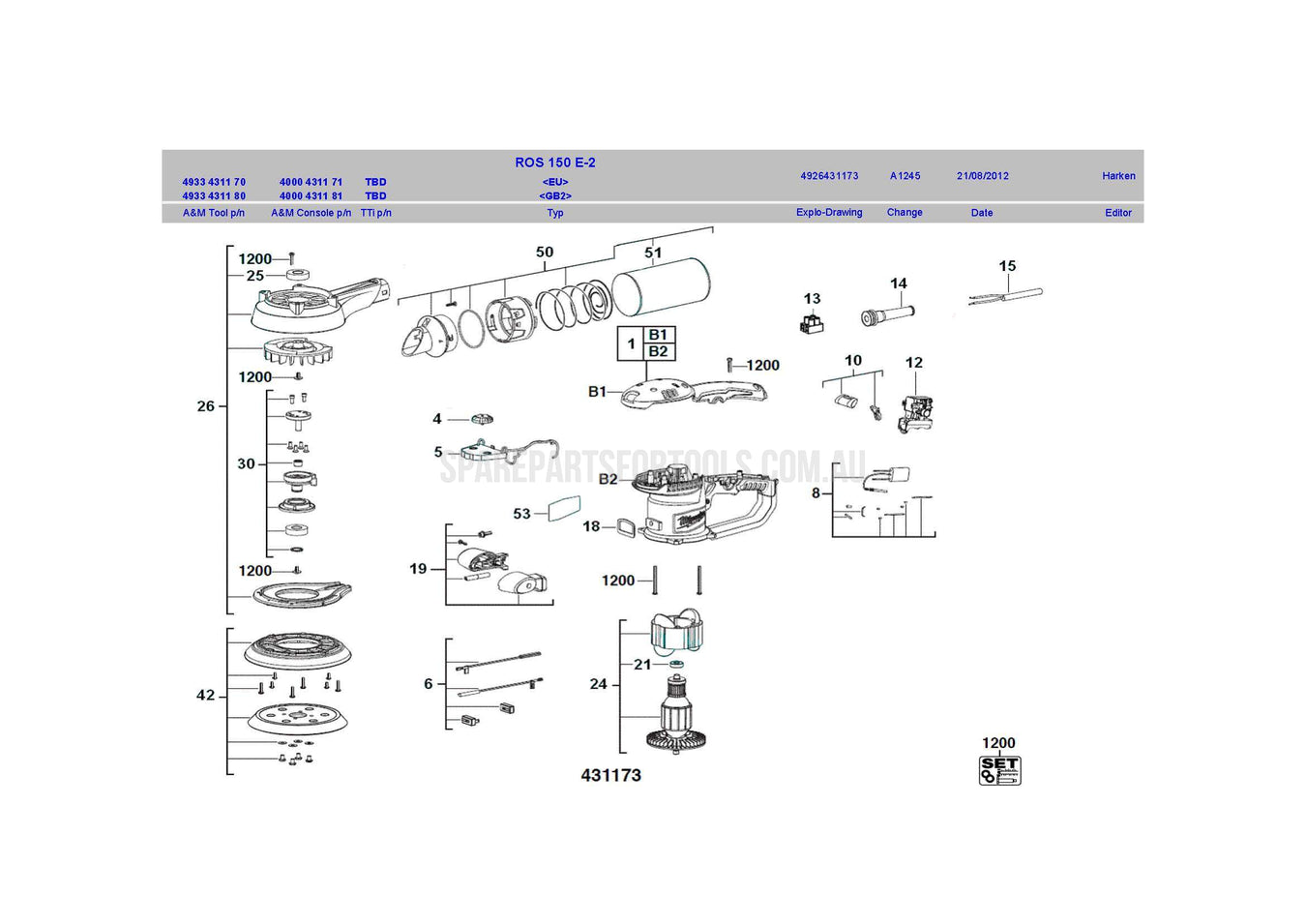 Milwaukee ROS150E-2 Spare Parts