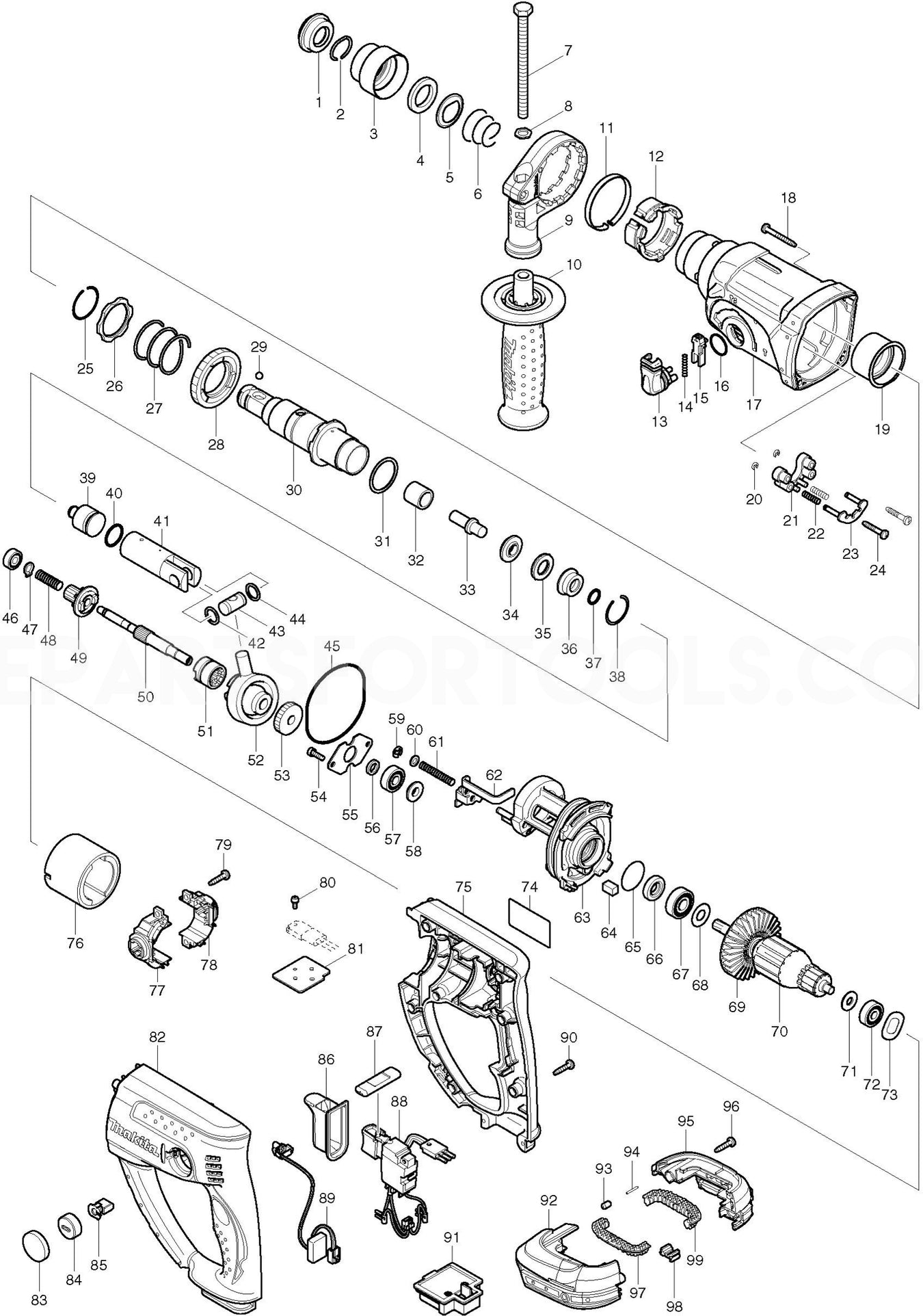 Makita BHR202 Spare Parts