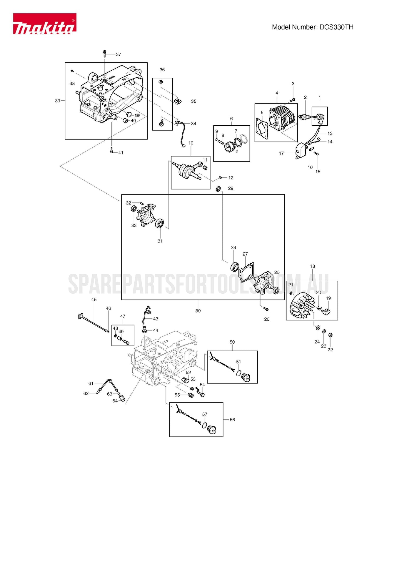 Makita DCS330TH Spare Parts