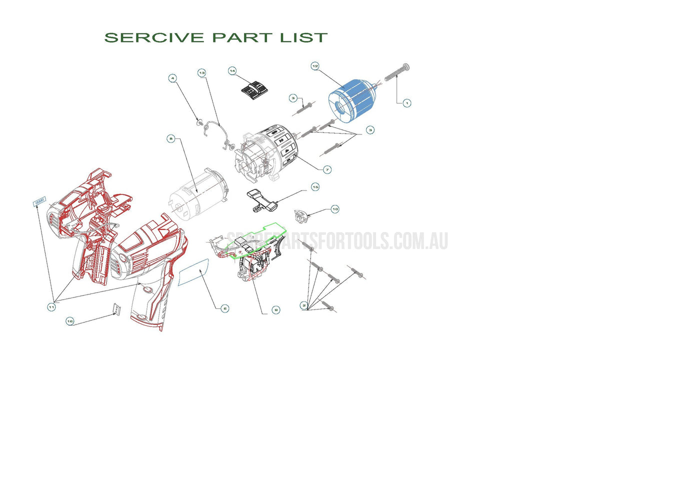 Milwaukee C12DD-LI Spare Parts