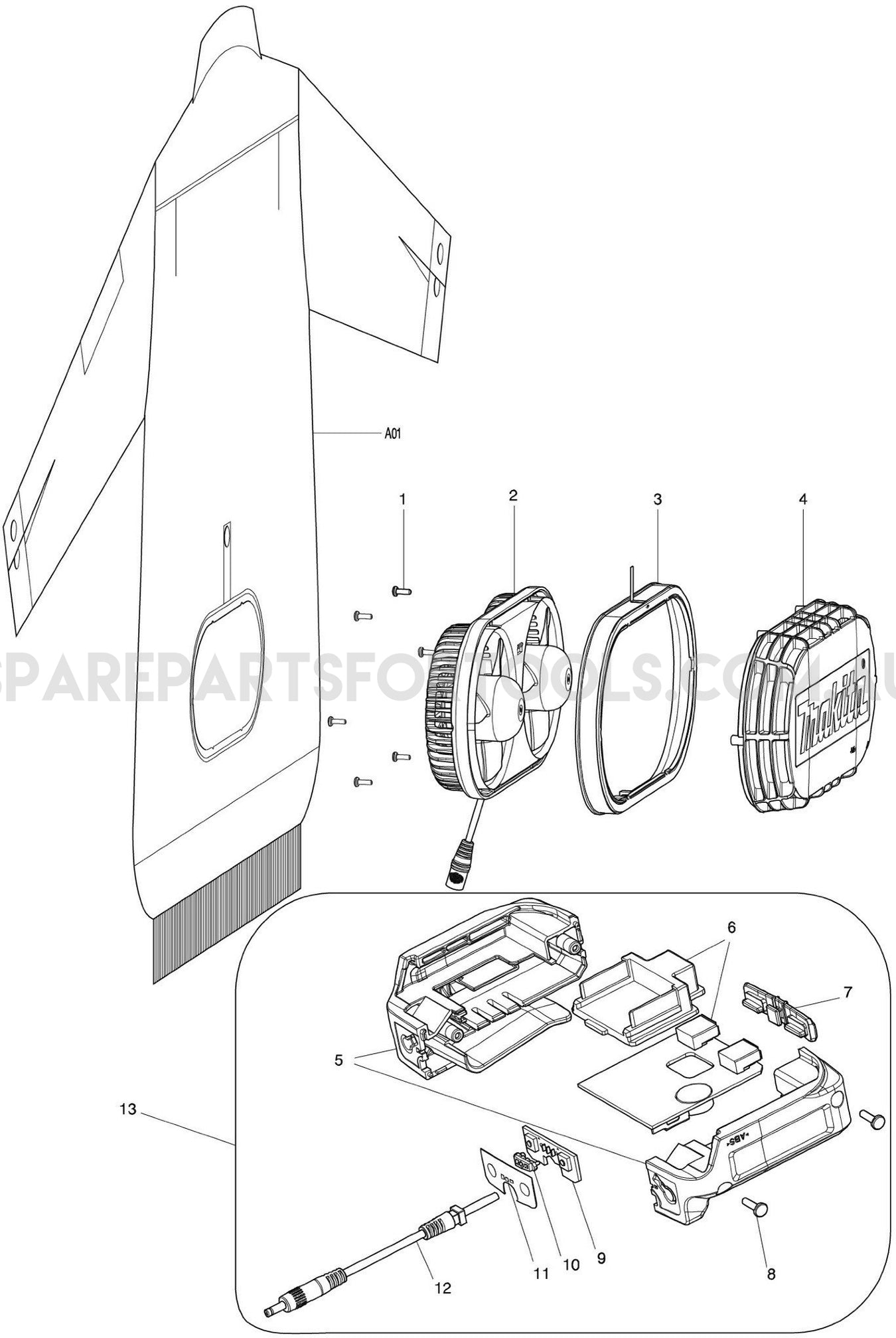 Makita DFJ201ZS Spare Parts