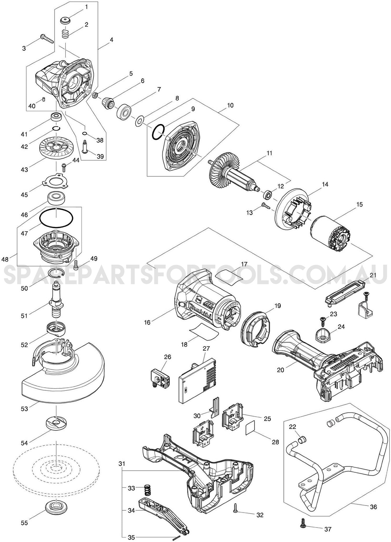 Makita DGA700Z01K Spare Parts