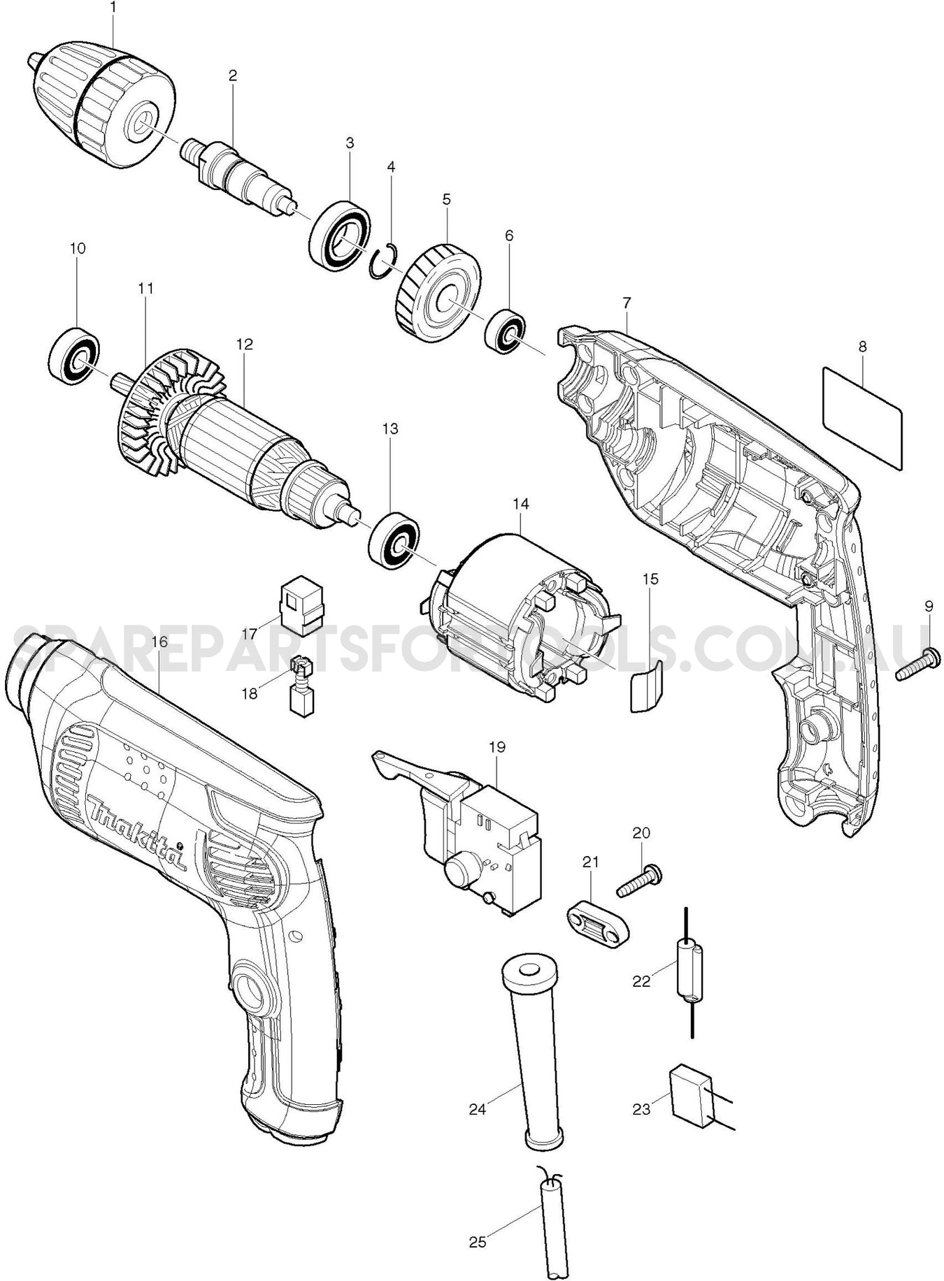 Makita 6413 Spare Parts