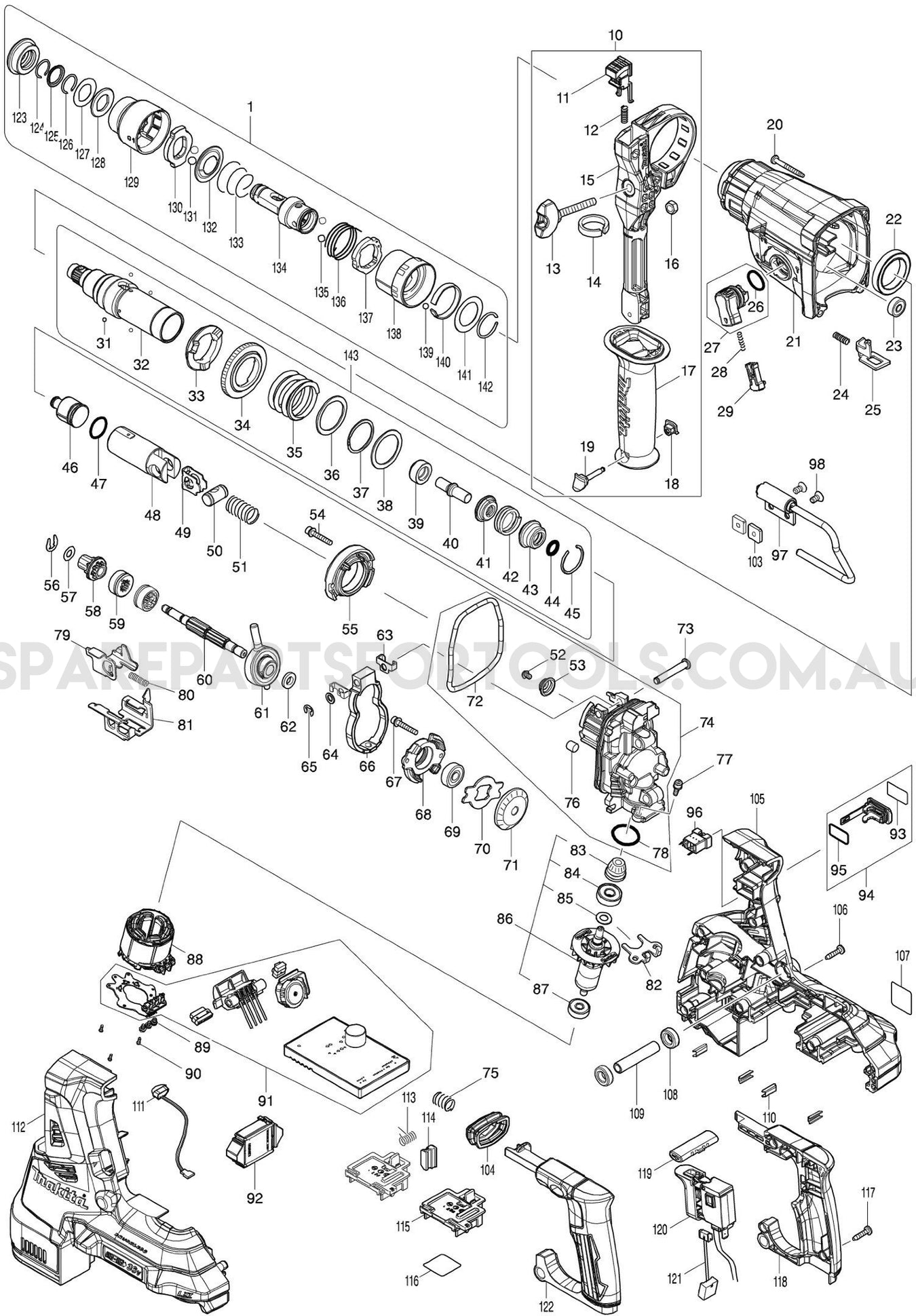 Makita DHR283ZJ Spare Parts