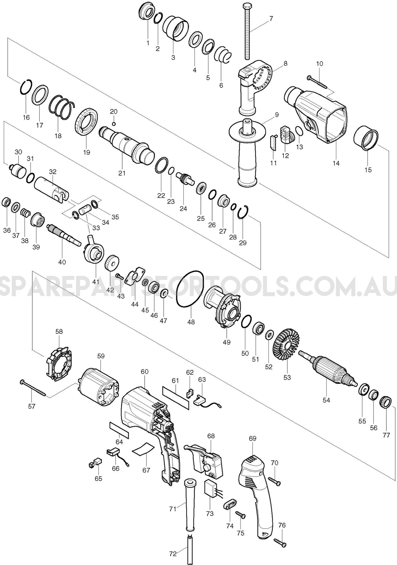 Makita HR2020 Spare Parts