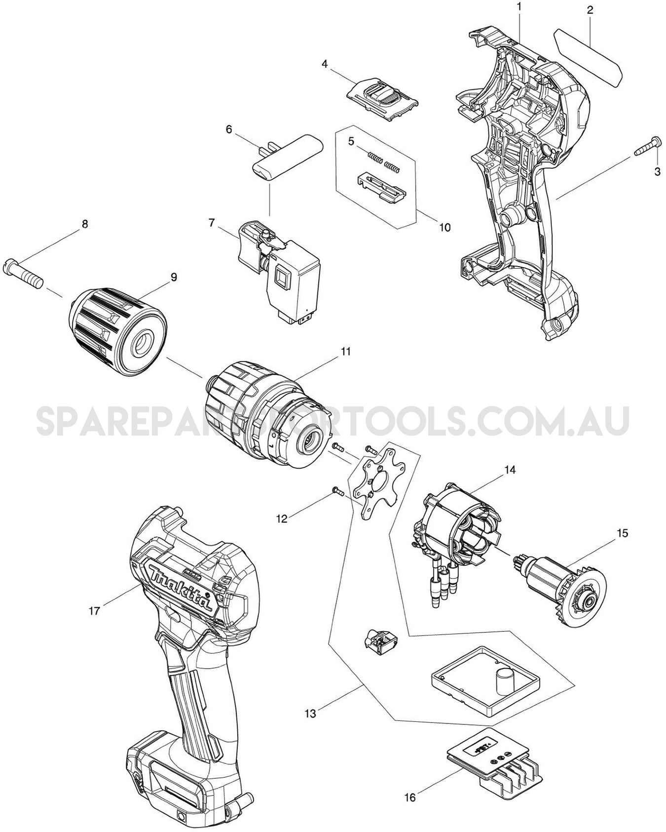Makita HP332DZ Spare Parts