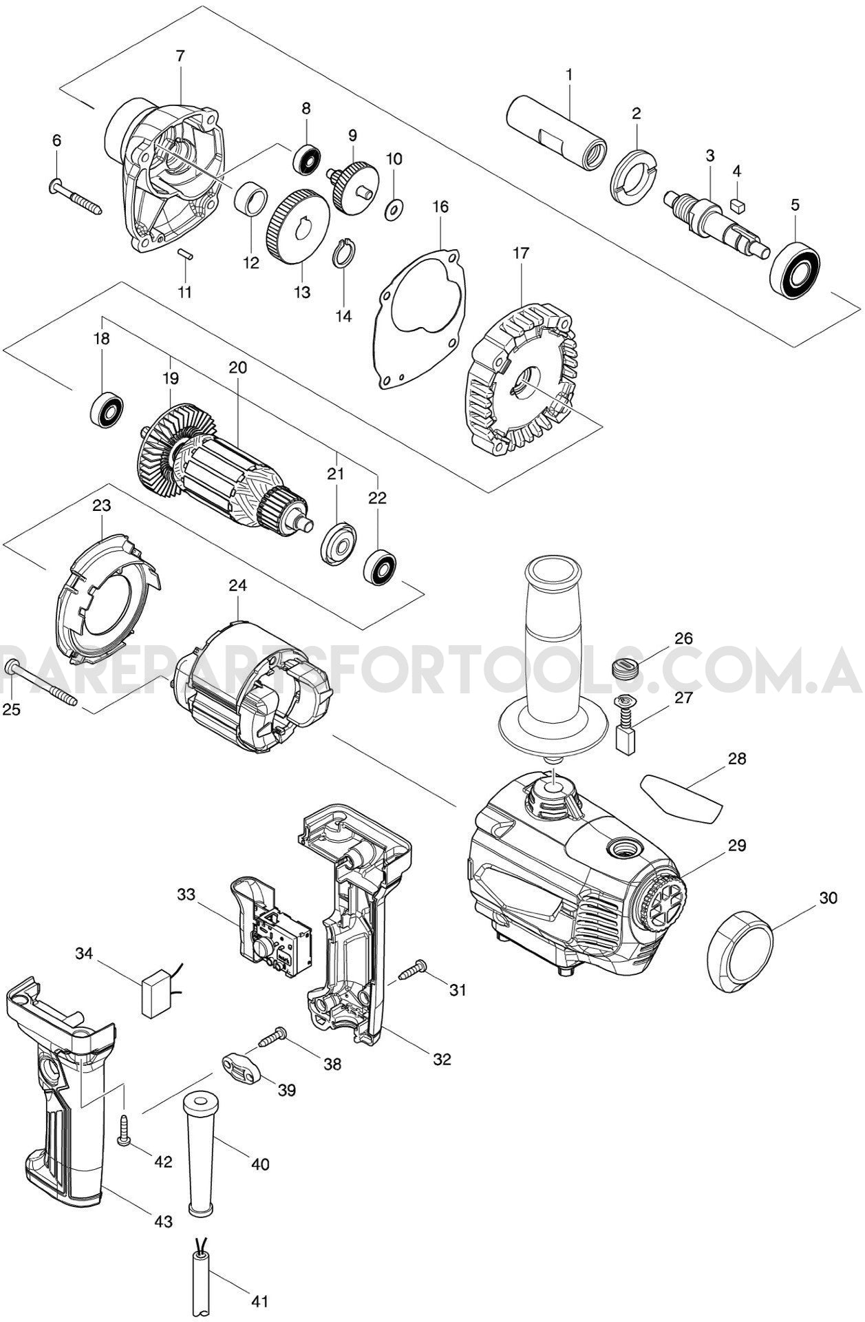 Makita M6600G Spare Parts