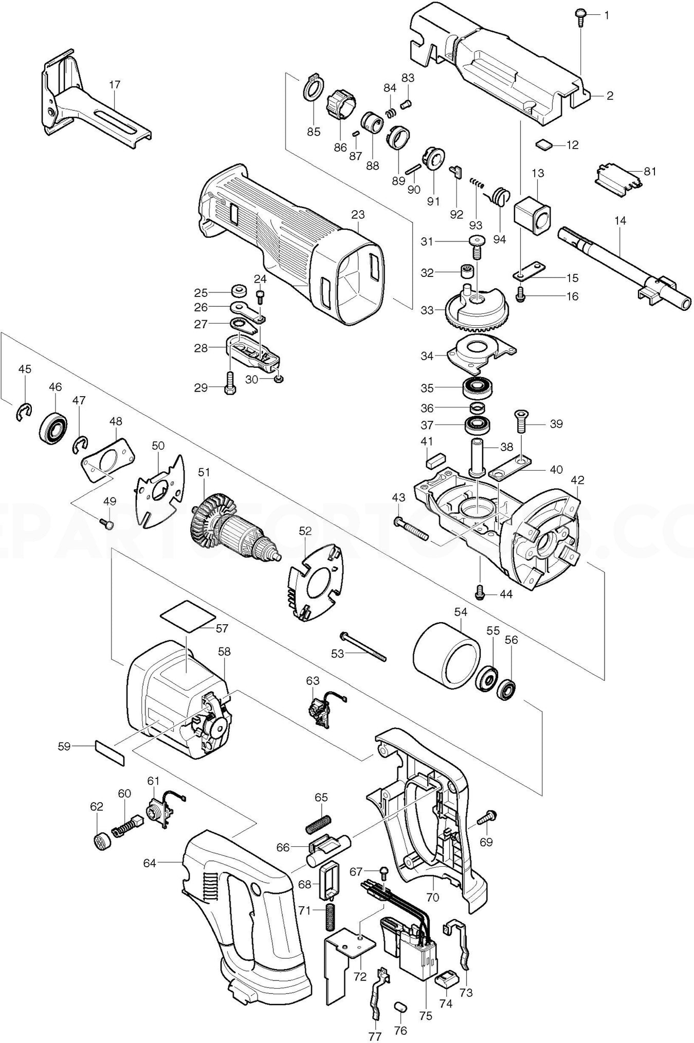 Makita JR180D Spare Parts