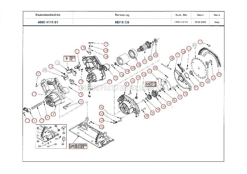 Milwaukee HD18CS Spare Parts