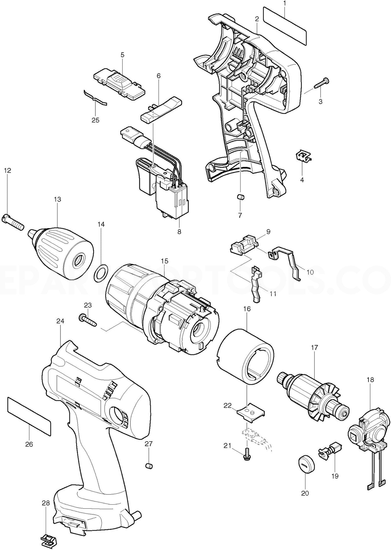 Makita 8434D Spare Parts
