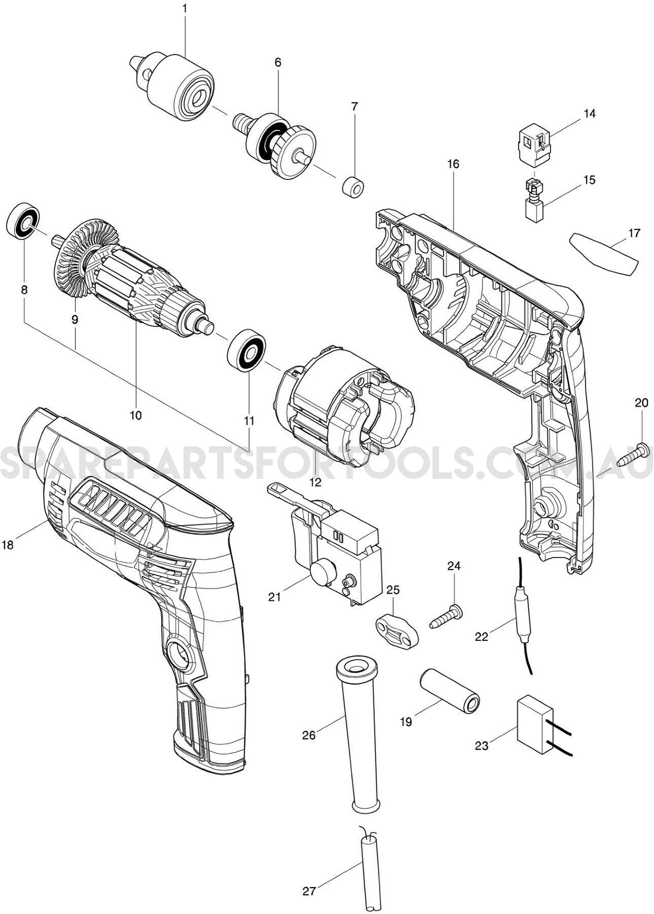 Makita M6501G Spare Parts