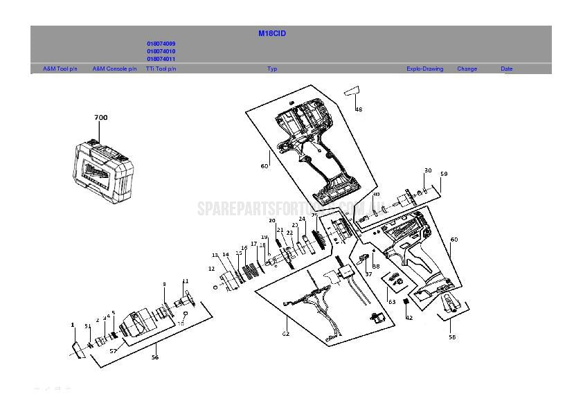 Milwaukee M18CID Spare Parts