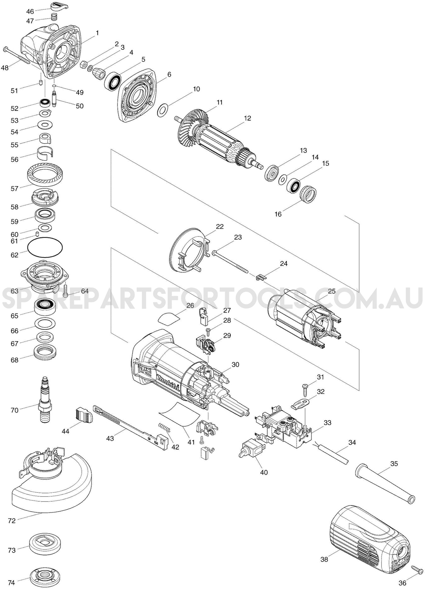 Makita GA5040 Spare Parts