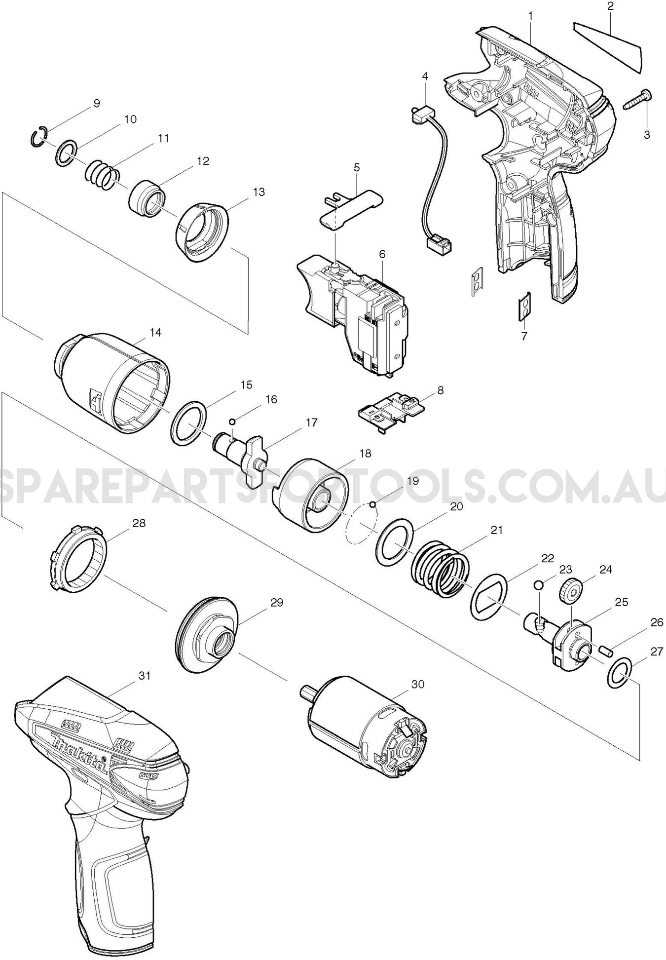 Makita TD090D Spare Parts