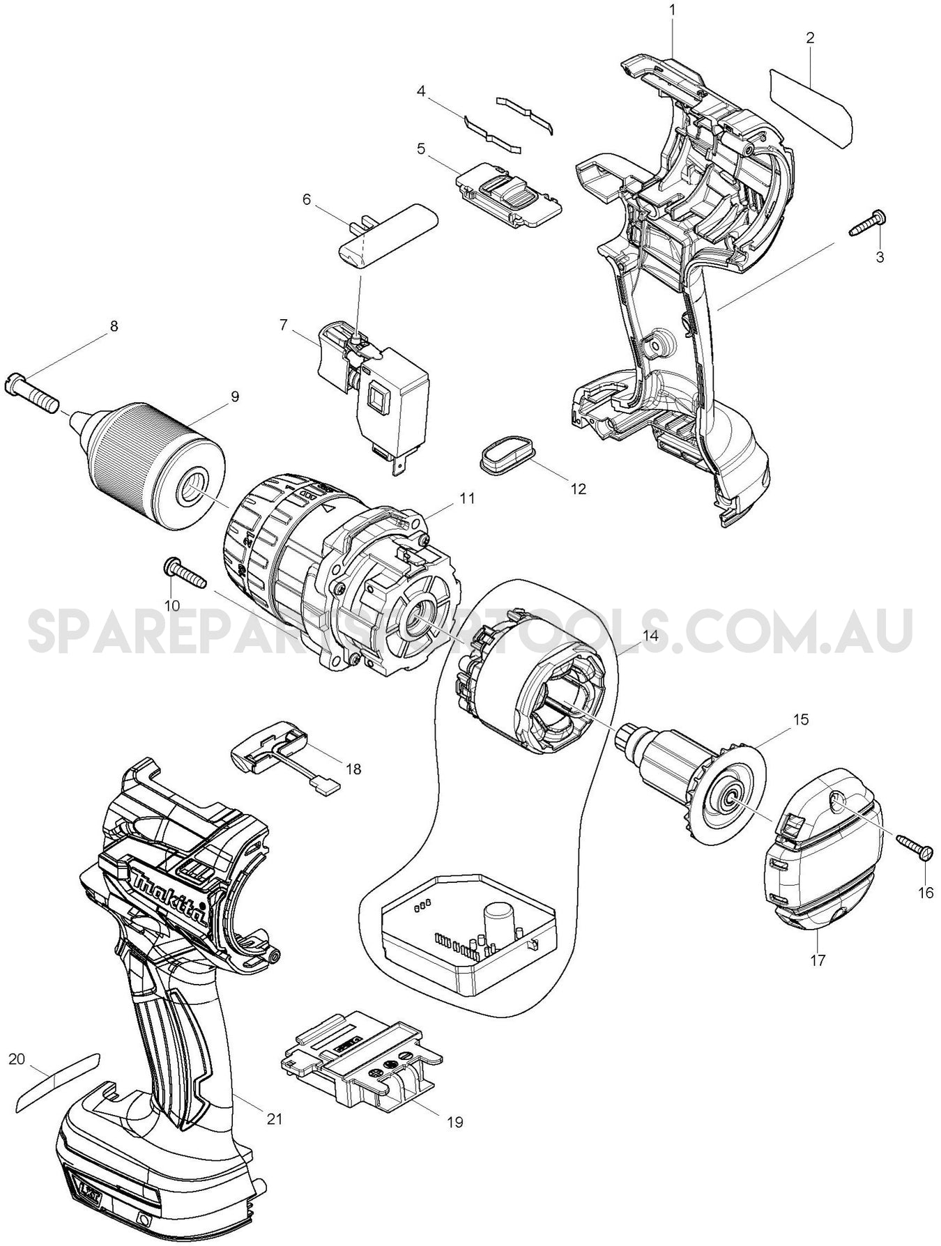 Makita DDF481Z Spare Parts