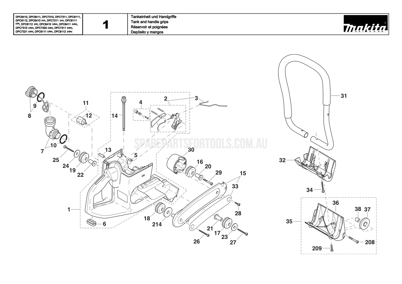 Makita DPC8112 Spare Parts