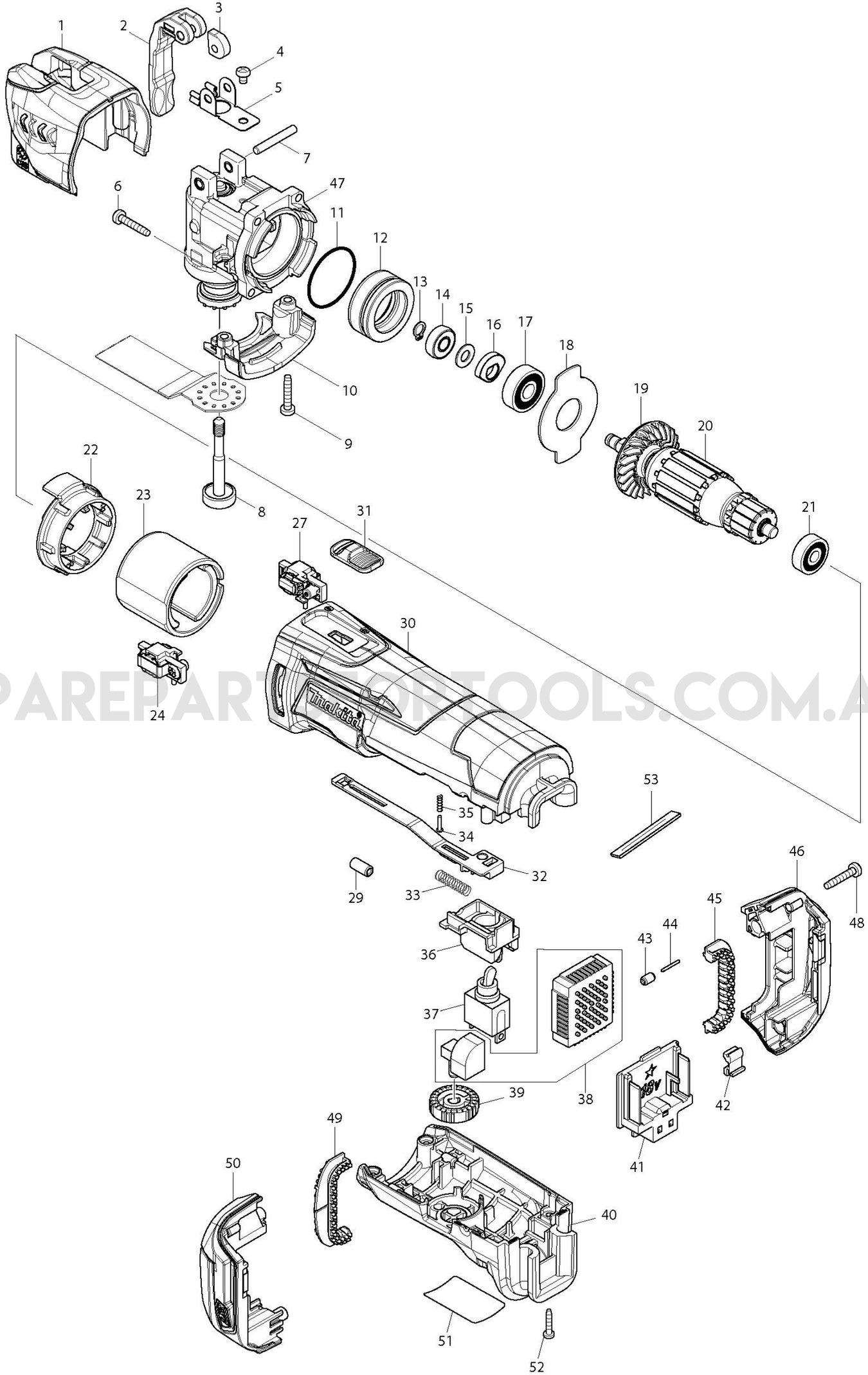 Makita DTM51Z Spare Parts