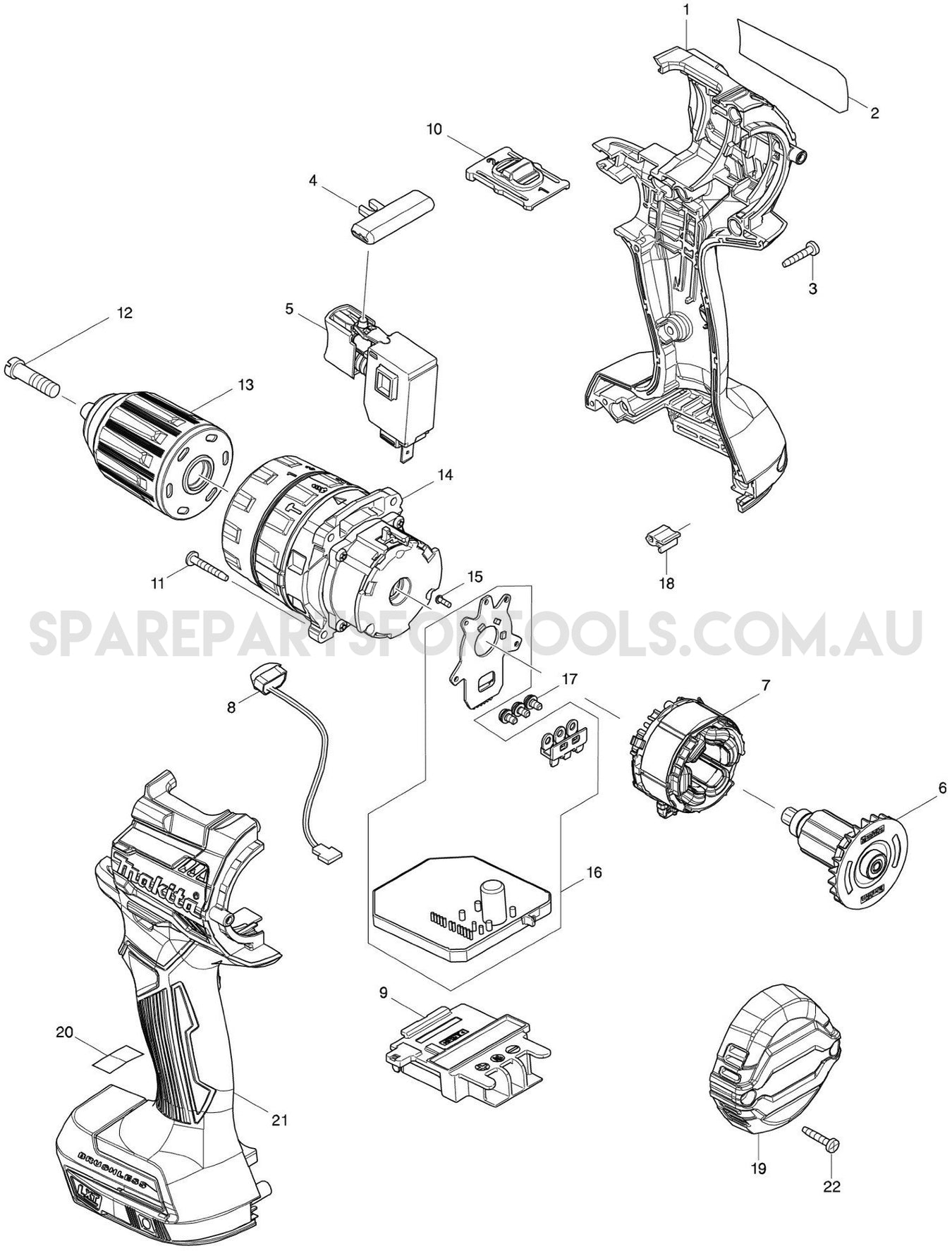 Makita DHP484Z Spare Parts