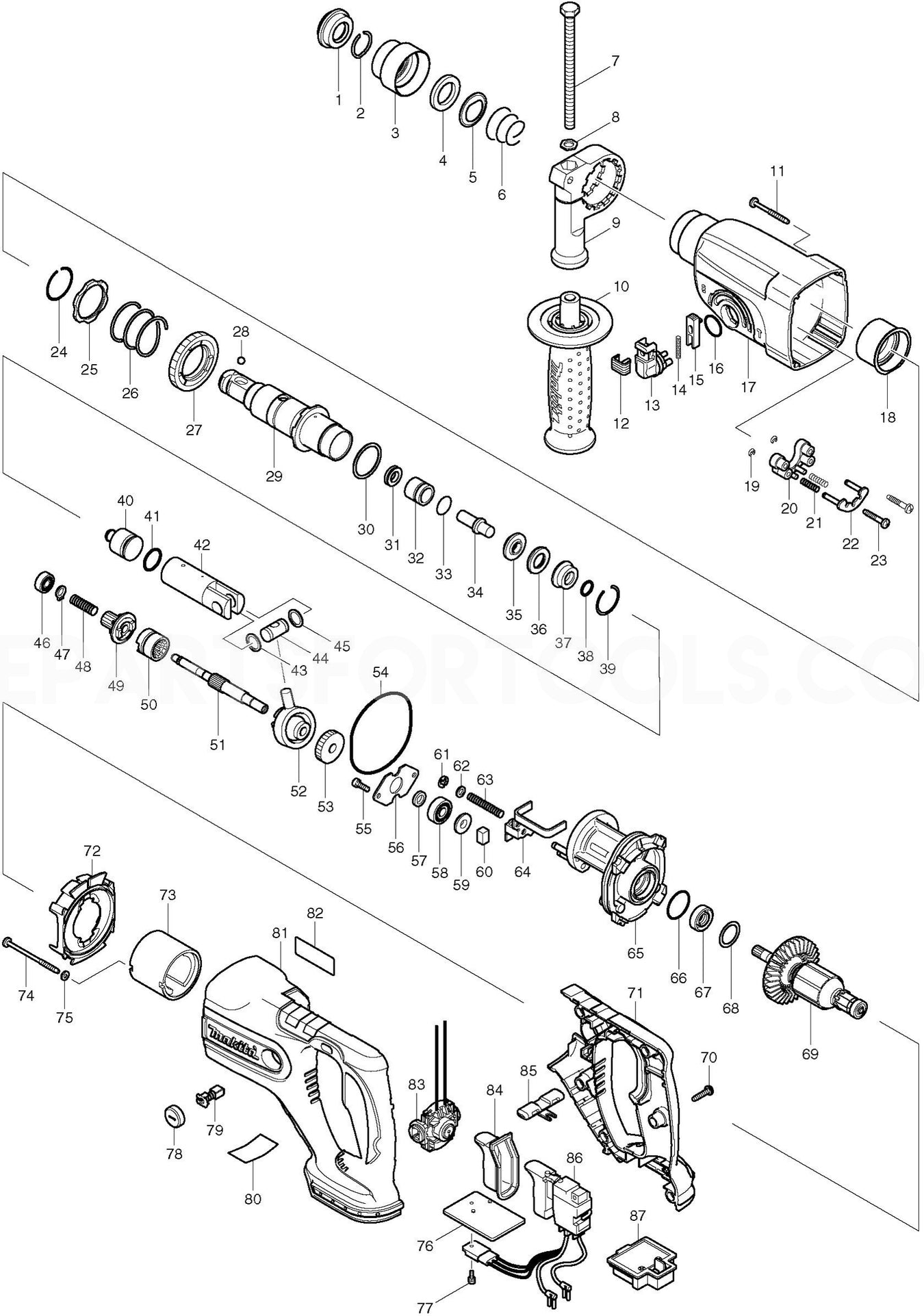 Makita BHR240 Spare Parts