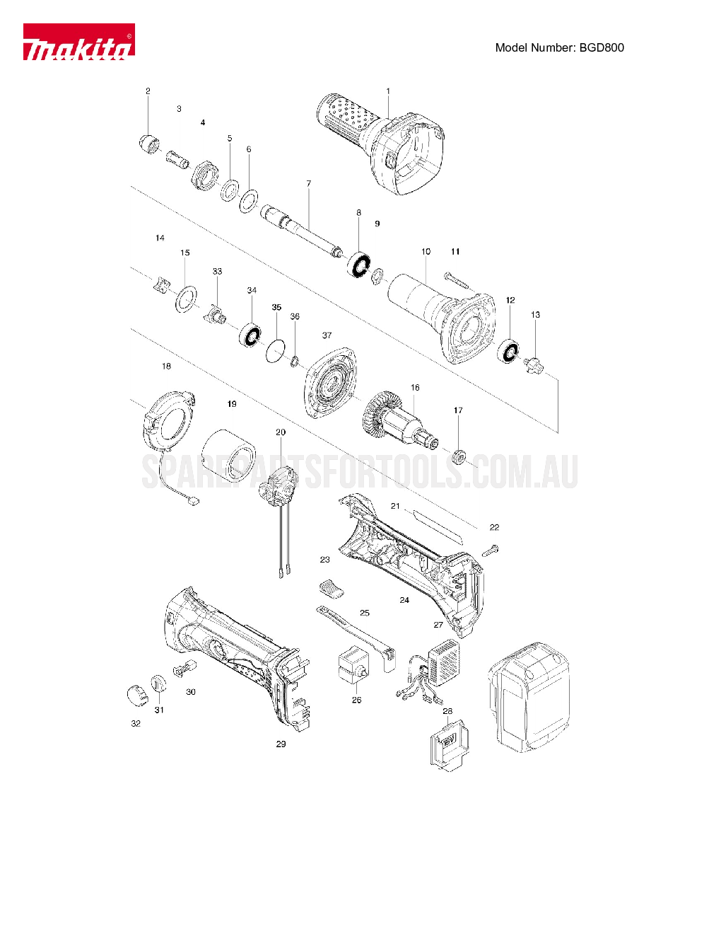 Makita BGD800 Spare Parts
