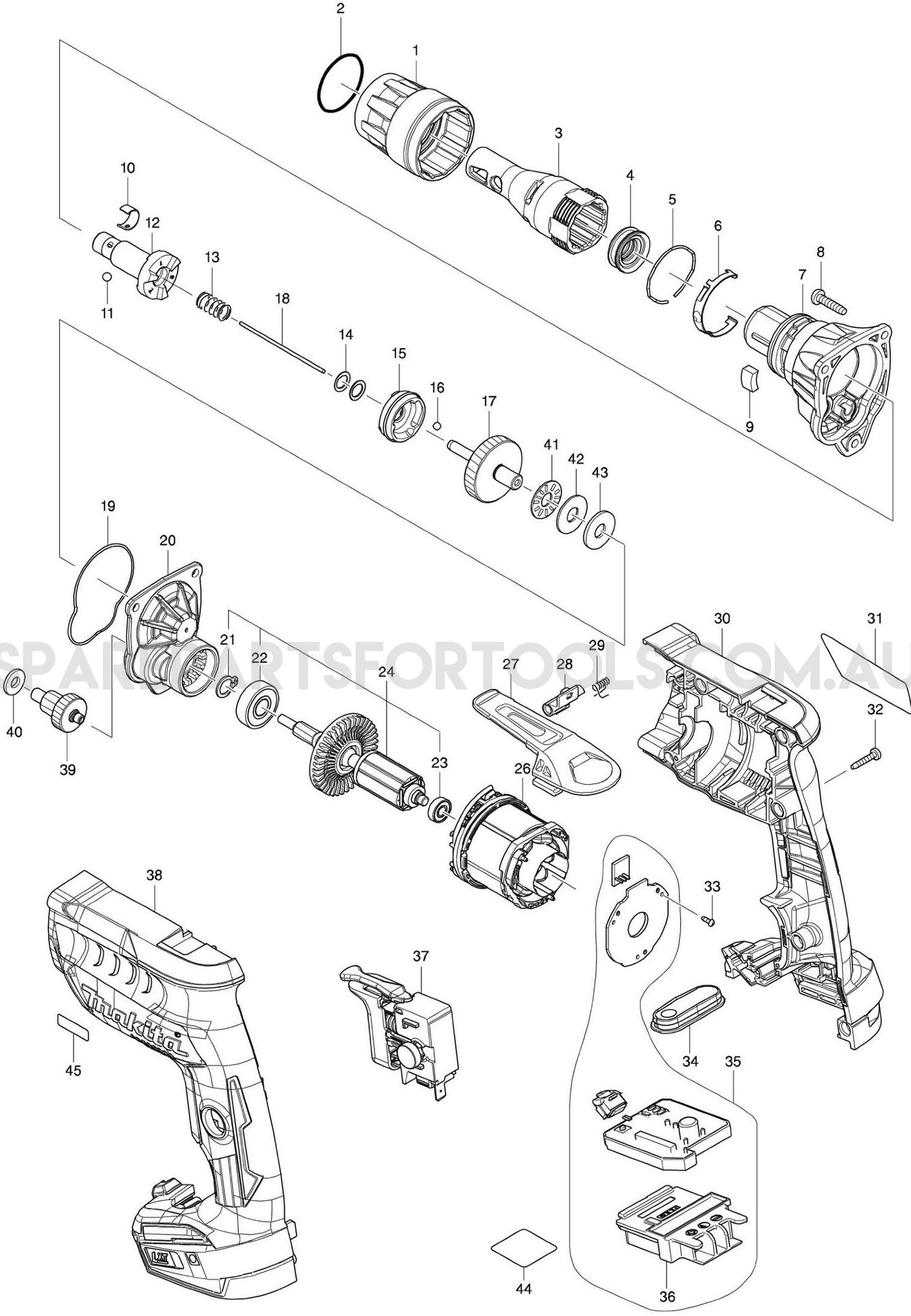 Makita DFS250Z Spare Parts