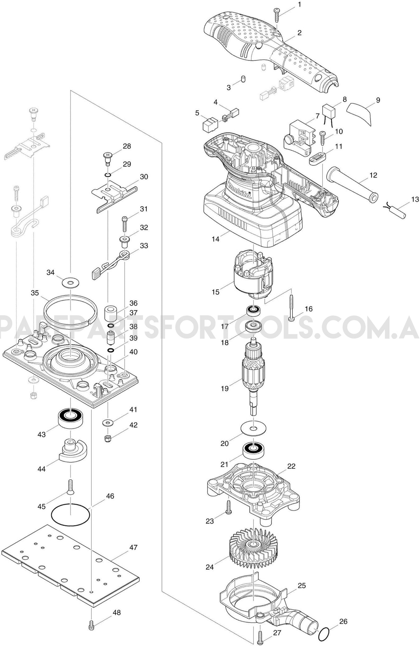 Makita BO3710X Spare Parts